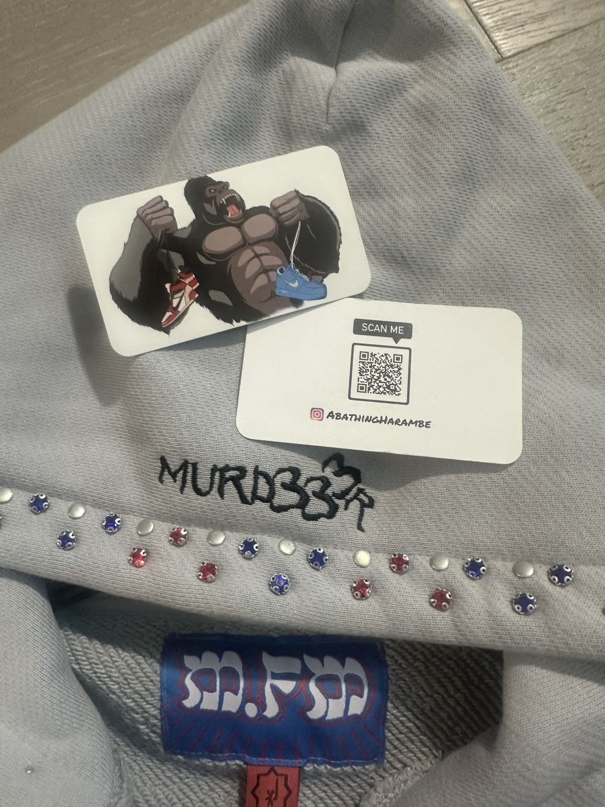 murd333r.fm MURD333R.FM ‘CHOP333R’ GREY ZIP UP HOODIE Size US XL / EU 56 / 4 - 10 Thumbnail