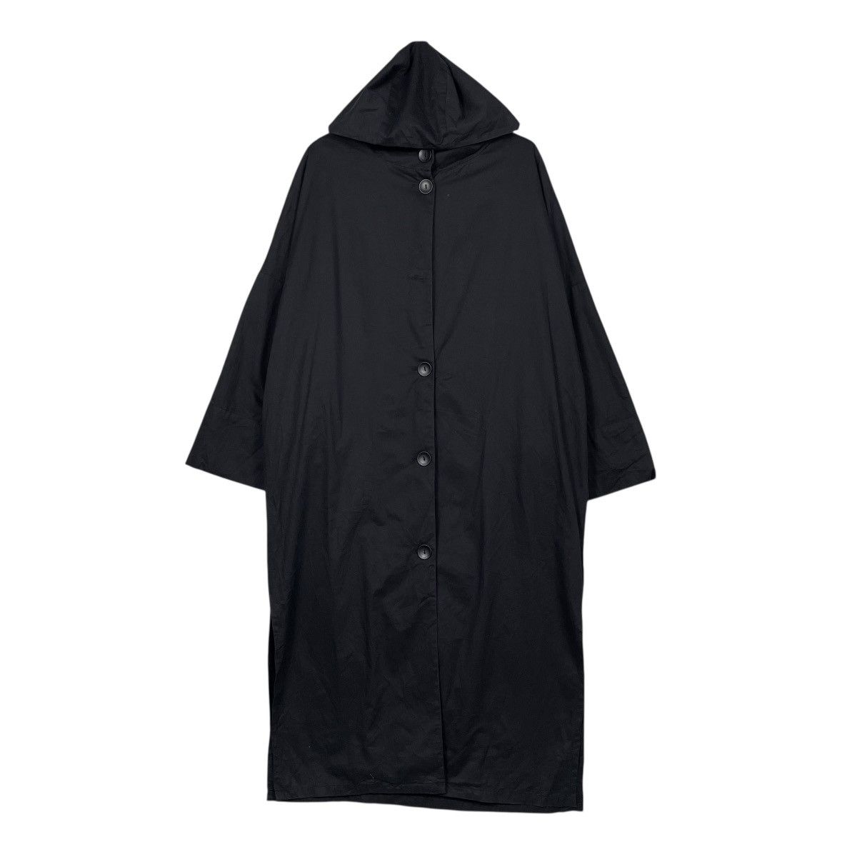 Antigua Antiqua Black Hooded Overcoat Size L / US 10 / IT 46 - 1 Thumbnail