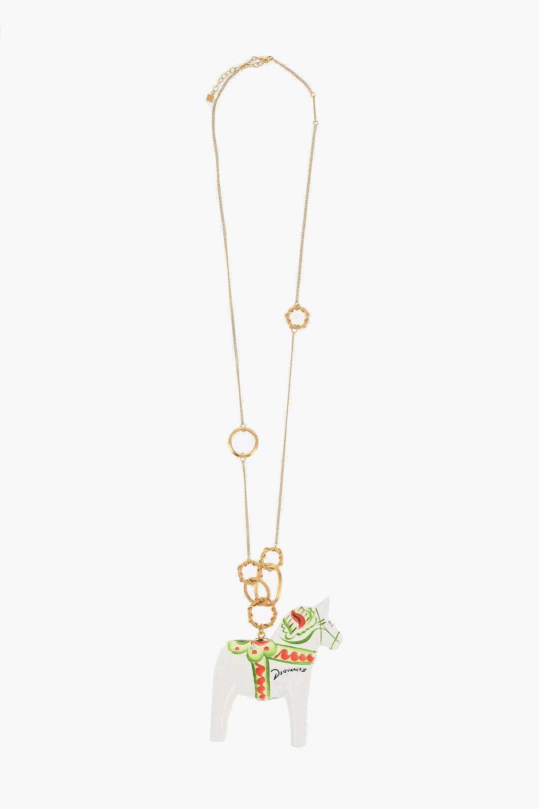 Dsquared2 Gold-Effect Chain Necklace with Horse Pendant Size ONE SIZE - 1 Thumbnail