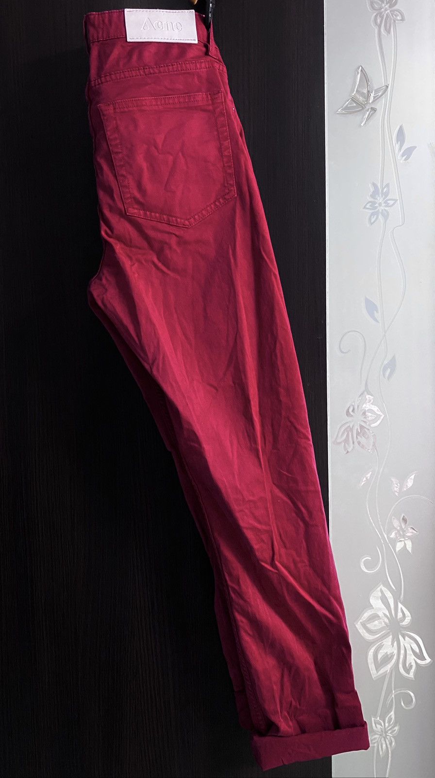 Acne Studios Womens Acne Studios Flex Satin Red Cotton Stretch Pant Jeans Size 28" / US 6 / IT 42 - 4 Thumbnail