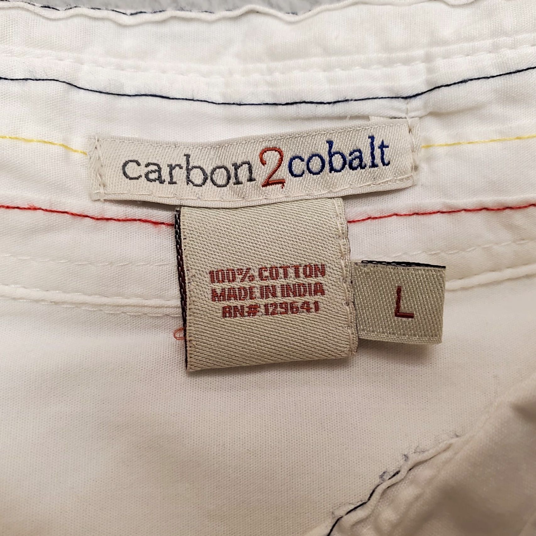 Carbon2Cobalt Carbon 2 Cobalt Shirt Mens Large White Striped Long Sleeve Button Cotton Casual Size US L / EU 52-54 / 3 - 5 Thumbnail