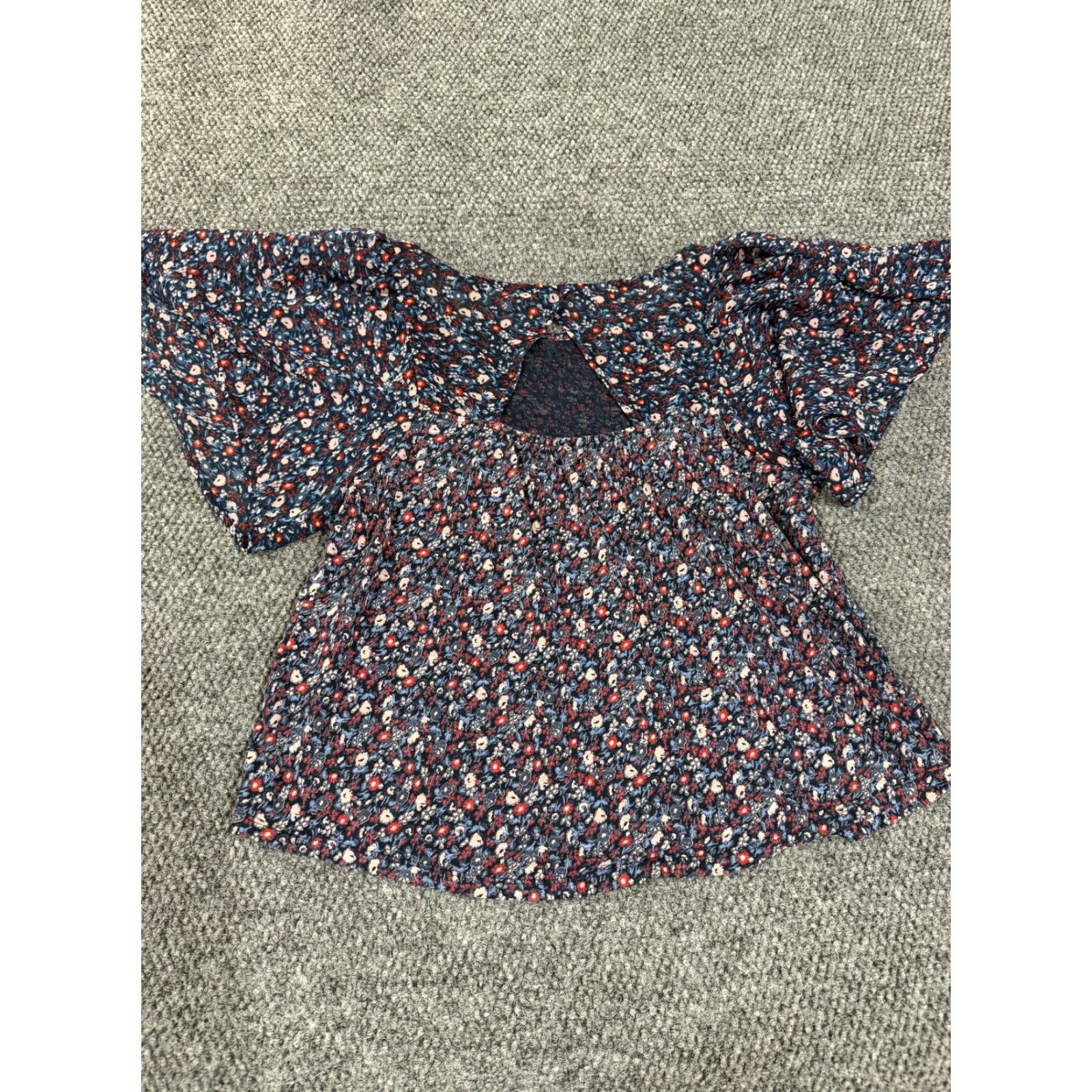 Lucky Brand Lucky Brand Blouse Womens S Blue Floral Short Sleeve Lightweight Casual Cotton Modal Rayon Crew Neck Pullover Regular Stretch Size S / US 4 / IT 40 - 7 Thumbnail