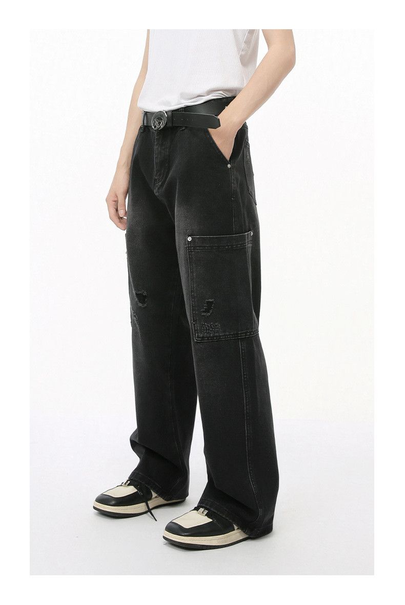 Japanese Brand × Jean Washed ripped side pocket cargo jeans Size US 32 / EU 48 - 5 Thumbnail