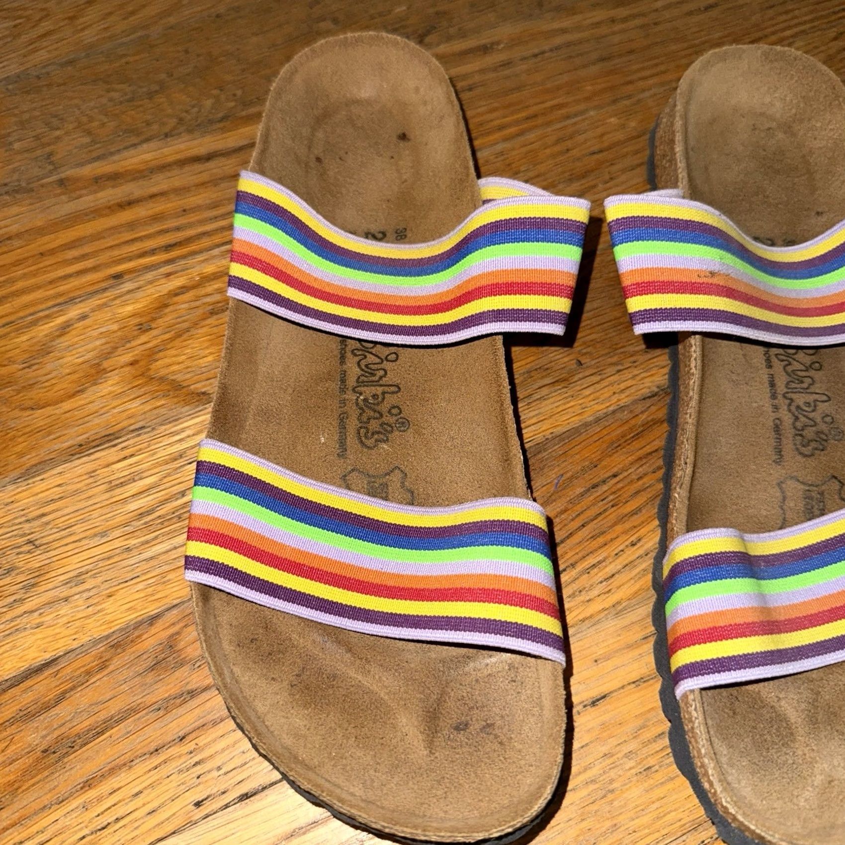 Birkenstock Birki’s Birkenstock Womens Sandal Curacao II Stretch Rainbow Slip On 7 Multicolor Striped Slip-On夏 Size US 7 / IT 37 - 3 Thumbnail