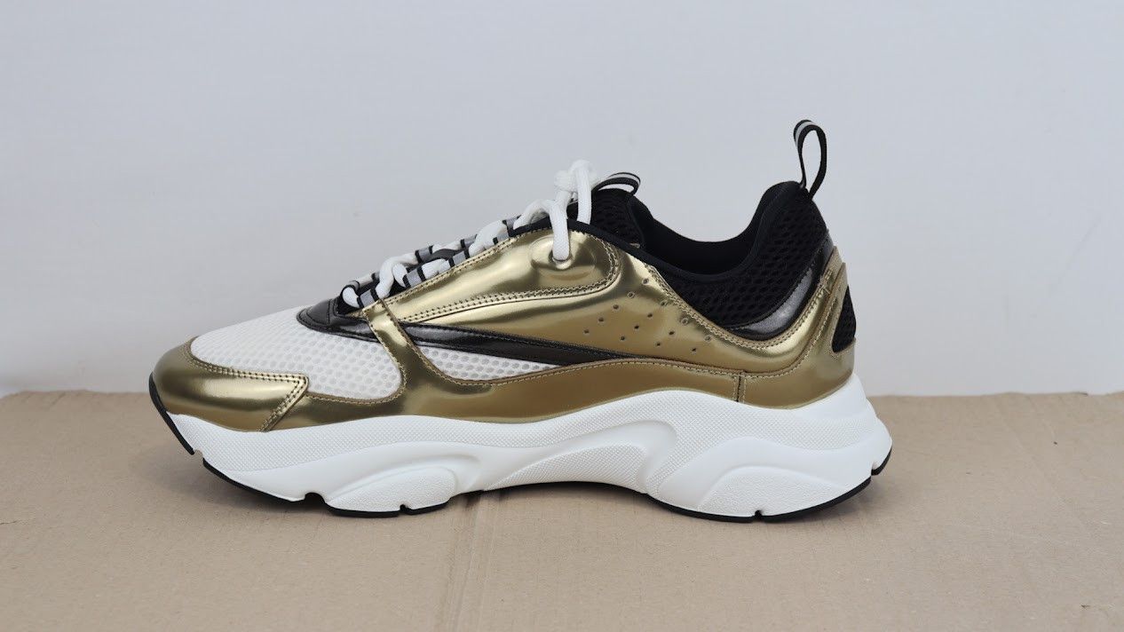Dior o1rshd1 Q.2 / B22 Calfskin Mesh Sneakers in Golden/White Size US 12 / EU 45 - 2 Thumbnail