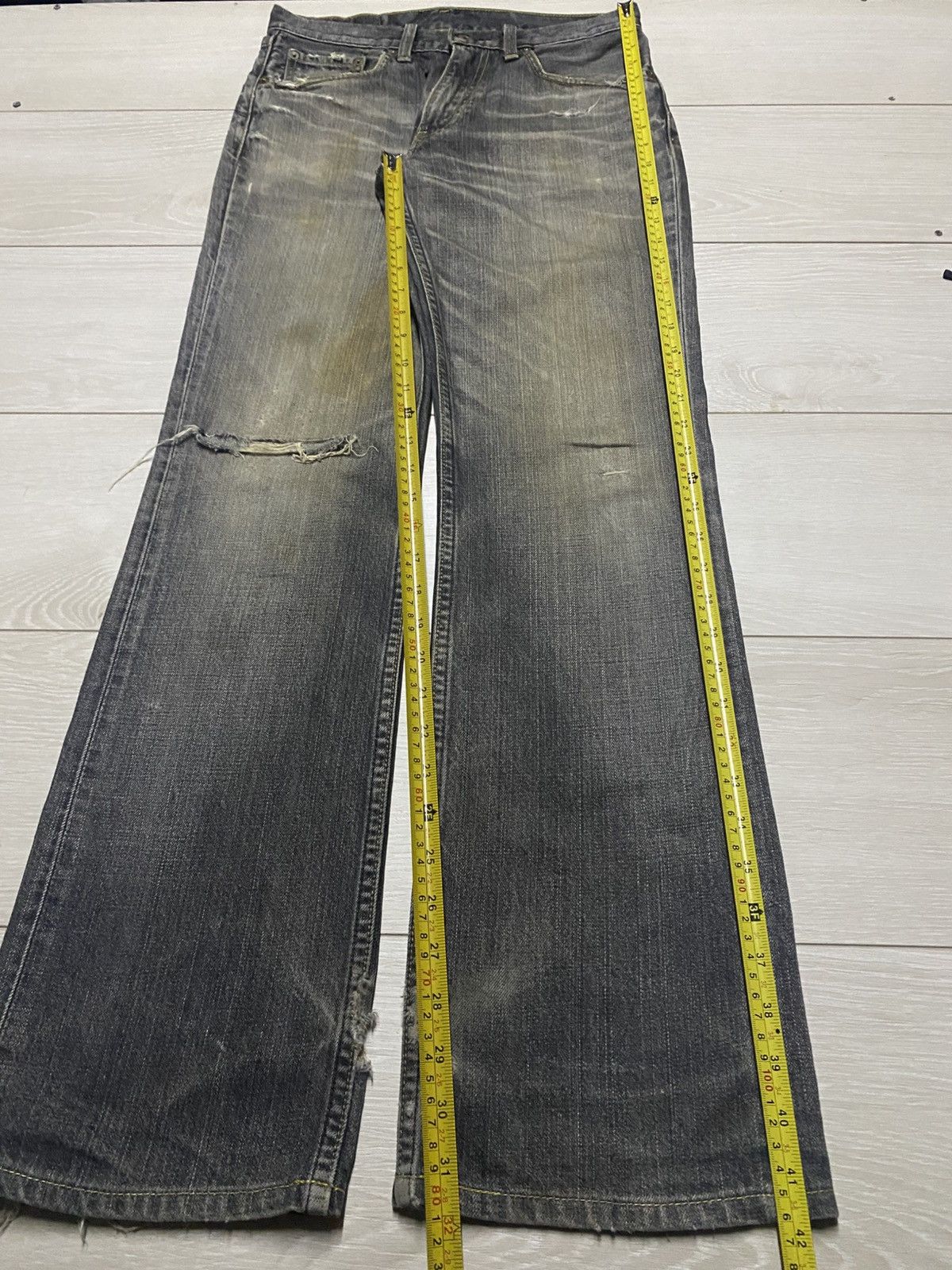 Levi's Vtg Levis 507 Y2K Sanforized Black Distressed Flare Jeans Size US 30 / EU 46 - 17 Thumbnail