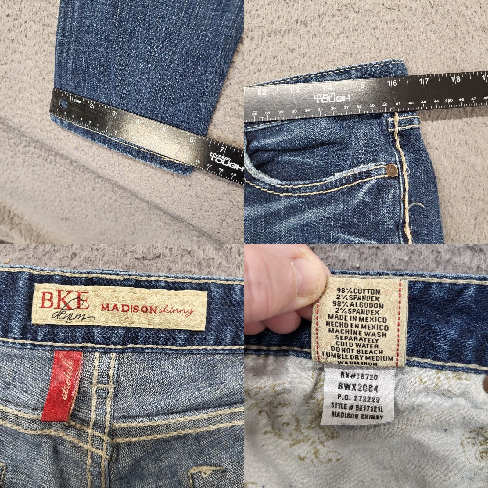 BKE BKE Jeans Women's 31x33.5 Madison Skinny Denim Stretch Blue Barbed Wire Jeans Size 24" / US 00 / IT 34 - 8 Thumbnail