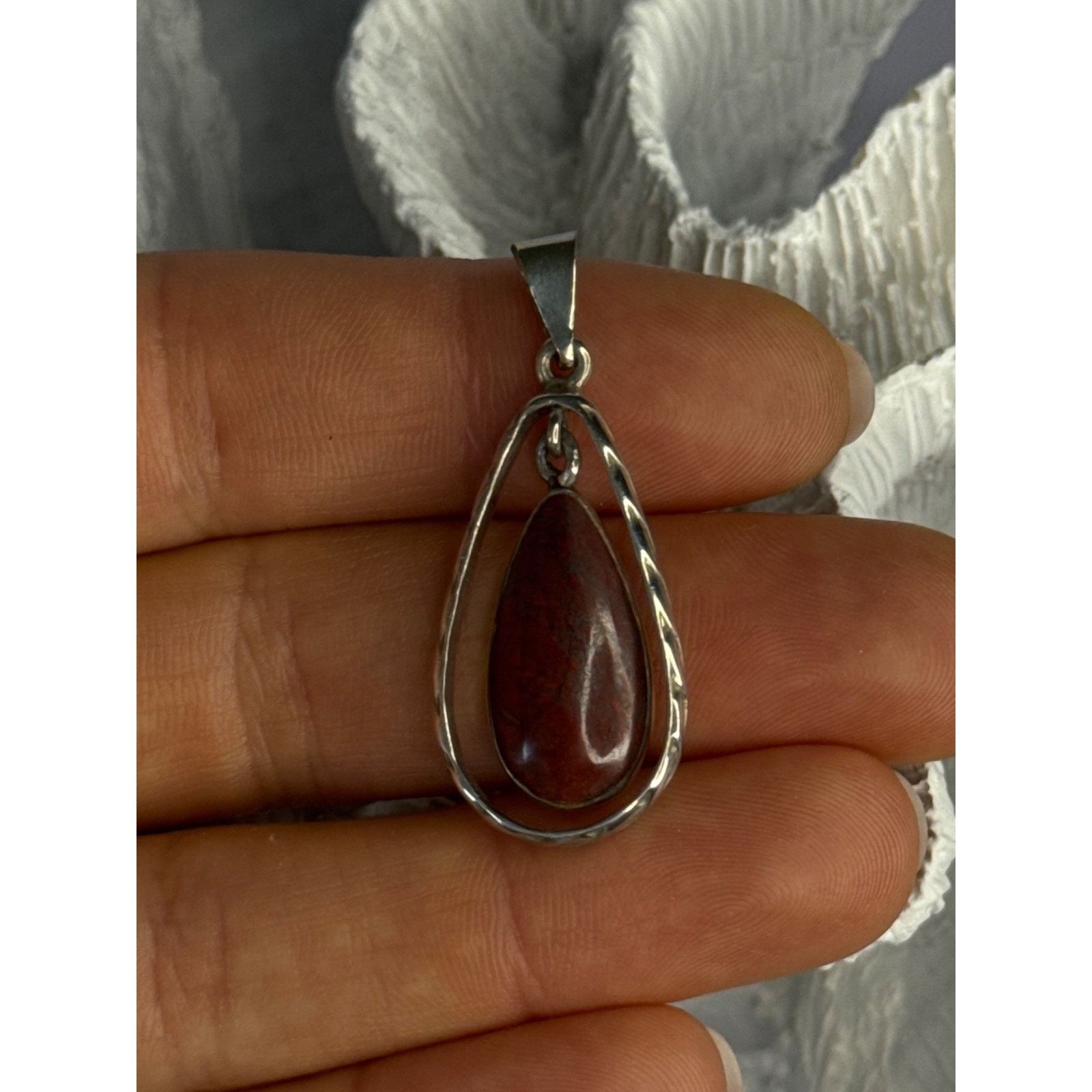 Jewelry VINTAGE 925 STERLING SILVER CARNELIAN PENDANT Size ONE SIZE - 2 Thumbnail