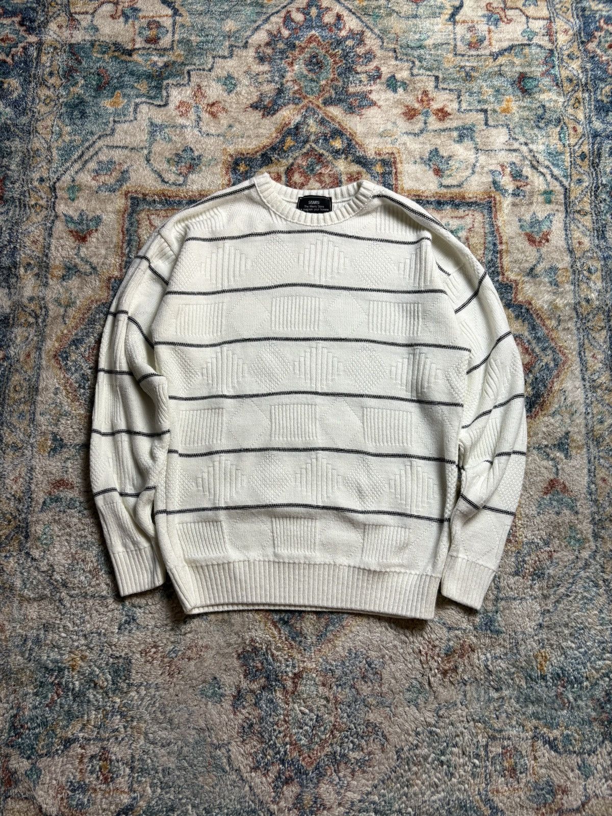 Sears Vintage Sears Striped Shapes Pullover Sweater Medium Size US M / EU 48-50 / 2 - 1 Thumbnail
