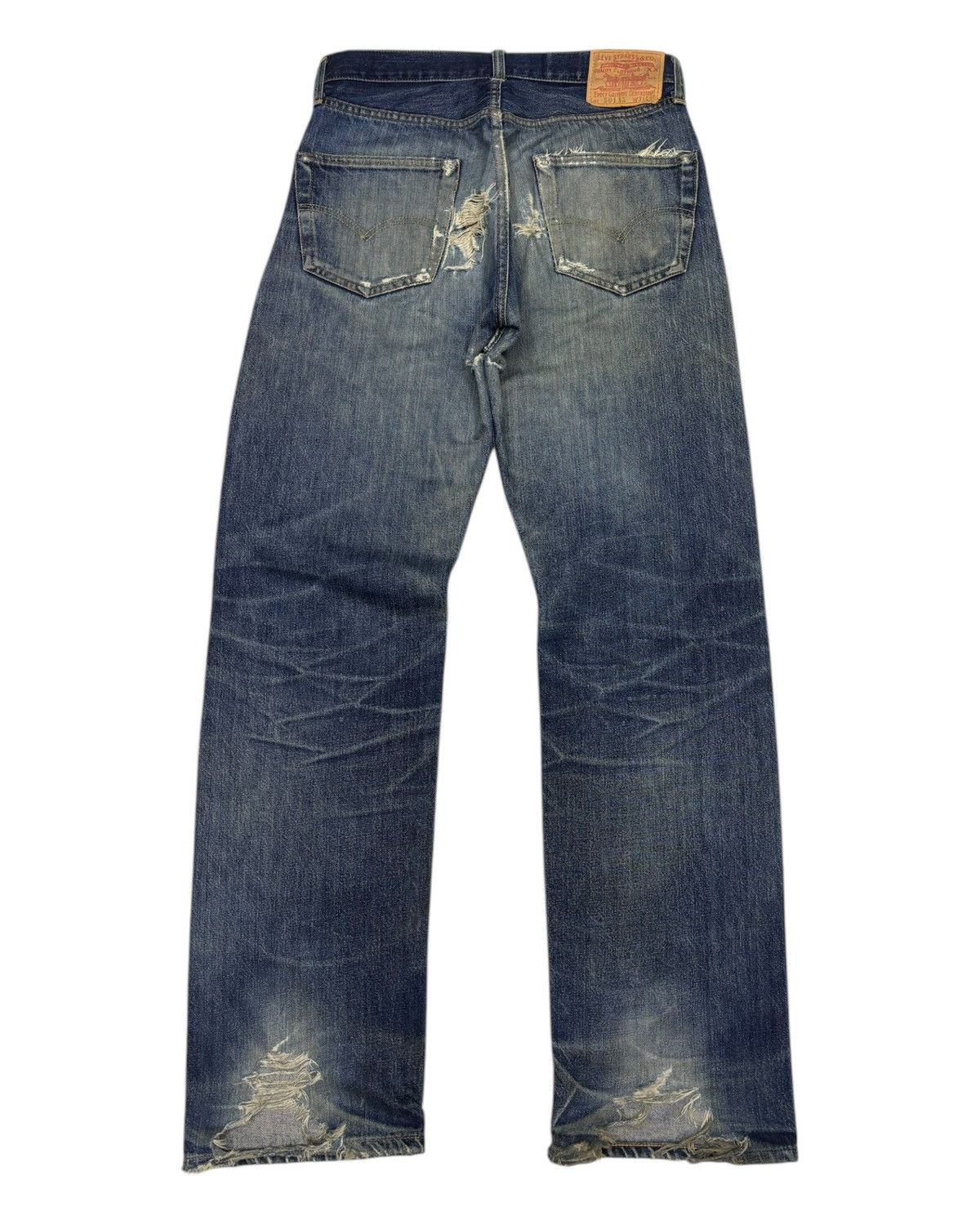 Levi's THRASHED Levis 501 Big E Selvedge Crash Denim Jeans Size US 31 - 4 Thumbnail