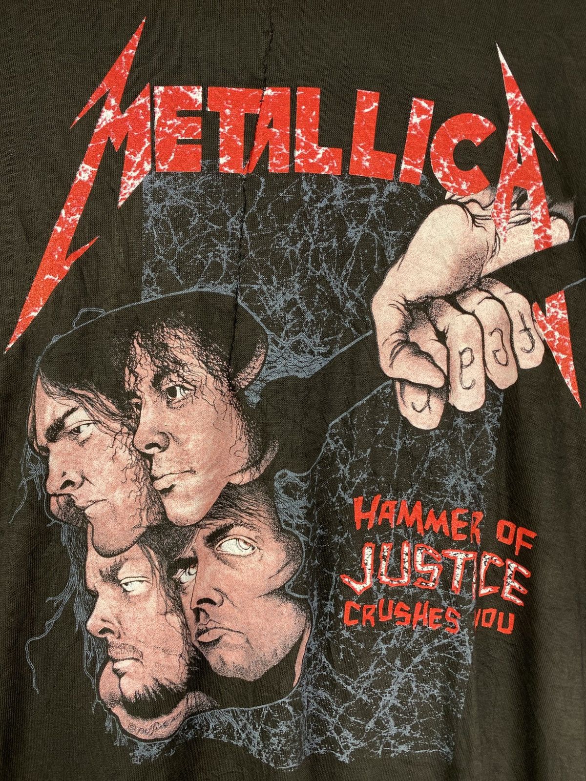 Metallica Rare🔥Vintage 80s Metallica Damaged Justice Pushead Shirt Size US L / EU 52-54 / 3 - 12 Thumbnail