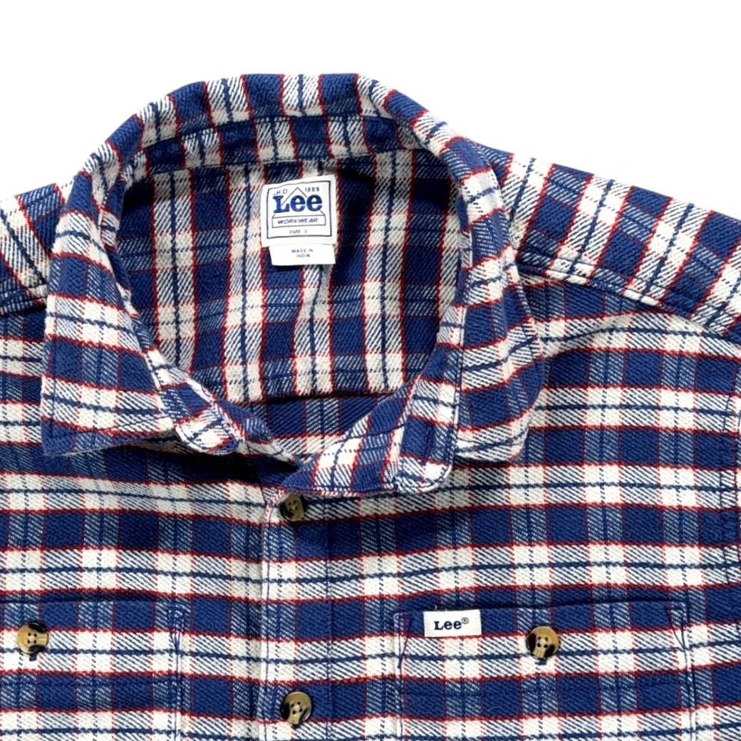 Lee Lee Shirt Plaid Flannel Shacket Workwear Pocket Button-Up Adult SMALL Blue White Red Size US S / EU 44-46 / 1 - 2 Thumbnail