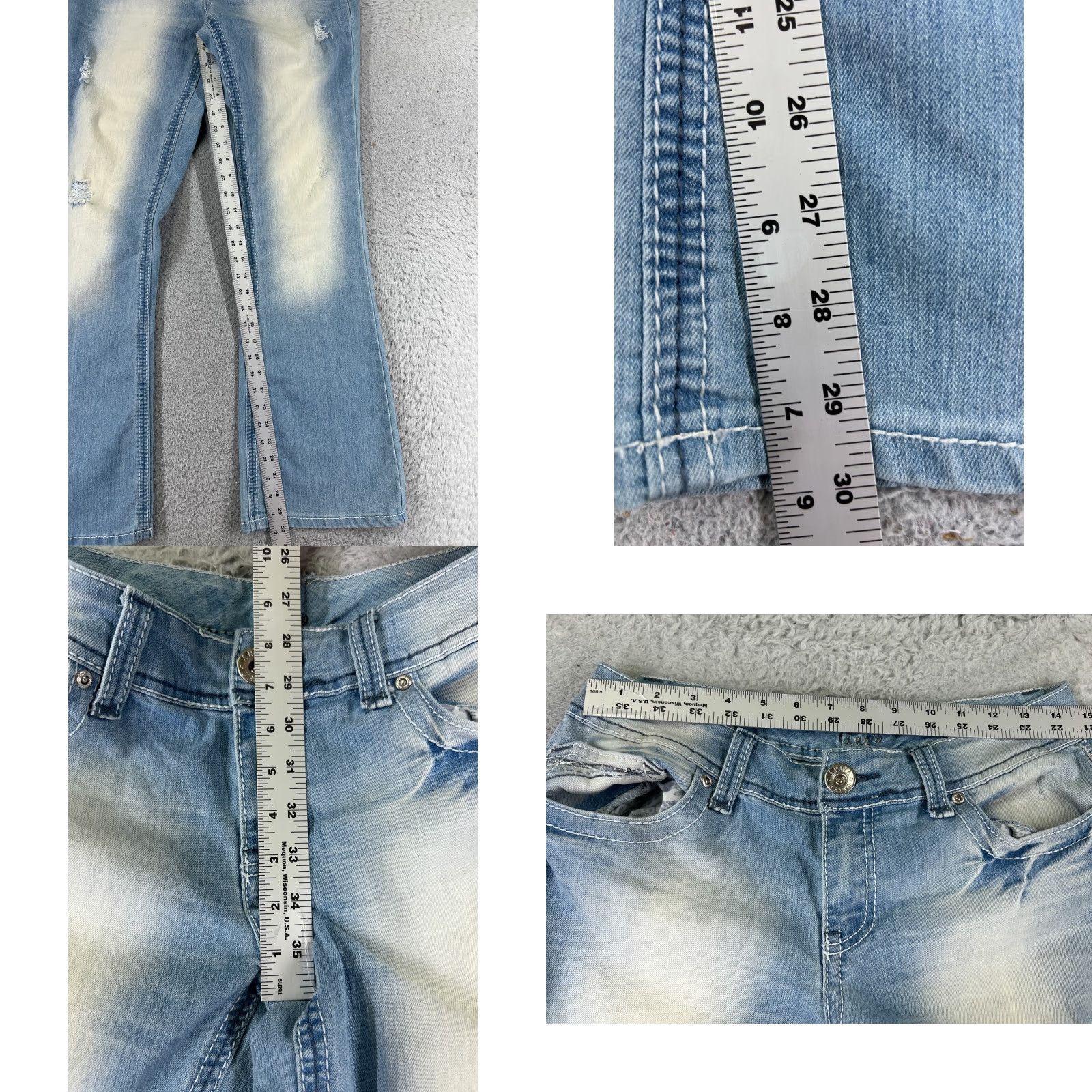 Denime Ariya Jeans Womens 28x30 Blue Denim Flared Distressed Light Wash Size 28" / US 6 / IT 42 - 8 Thumbnail