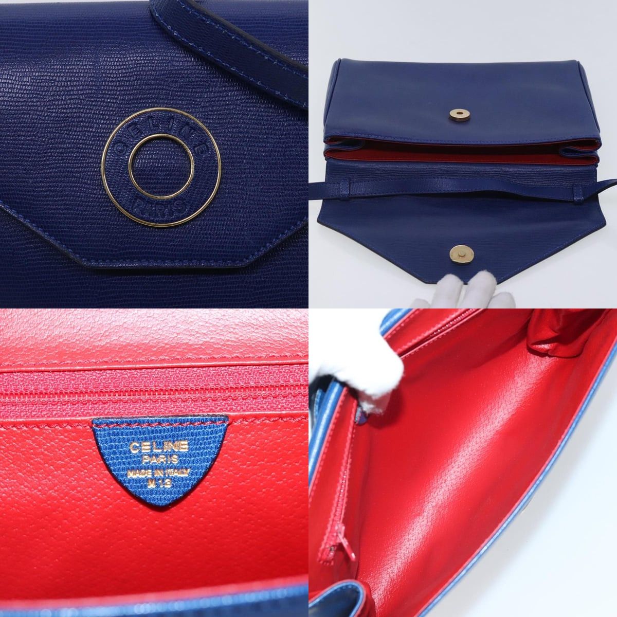 Celine CELINE Shoulder Bag Leather Blue Gold Size ONE SIZE - 11 Thumbnail