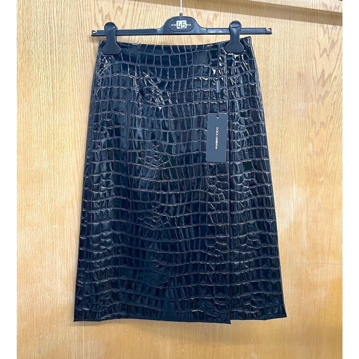 Dolce & Gabbana Dolce & Gabbana Black Croc Faux-Leather Midi Skirt IT 36 Size 25" / US 0 / IT 36 - 12 Thumbnail