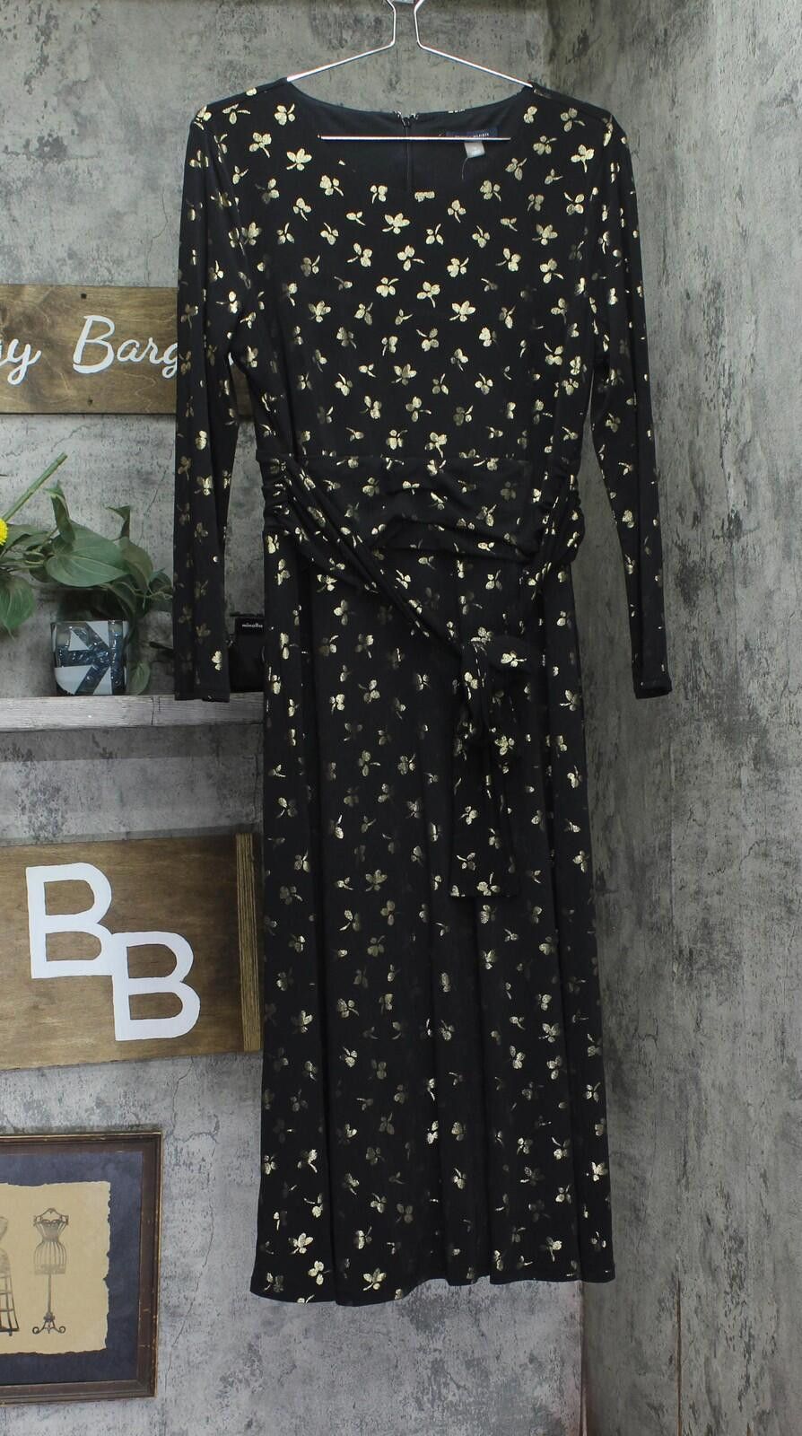 Tommy Hilfiger Nwt Tommy Hilfiger Tie Ruched-waist Dress Black / Gold 14 Size XL / US 12-14 / IT 48-50 - 1 Thumbnail