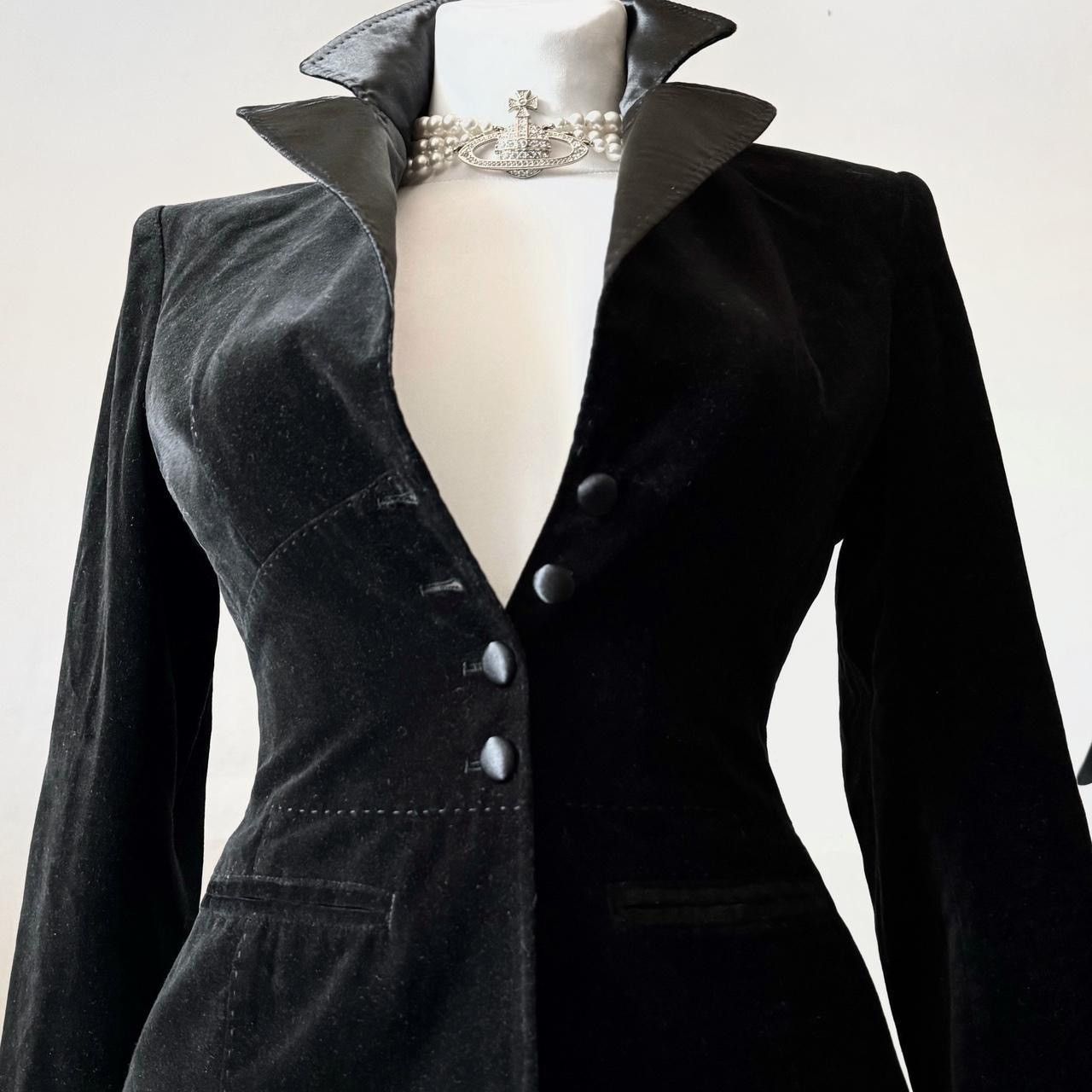 Vintage Victorian dark fashion velvet jacket with lace details Size S / US 4 / IT 40 - 3 Thumbnail