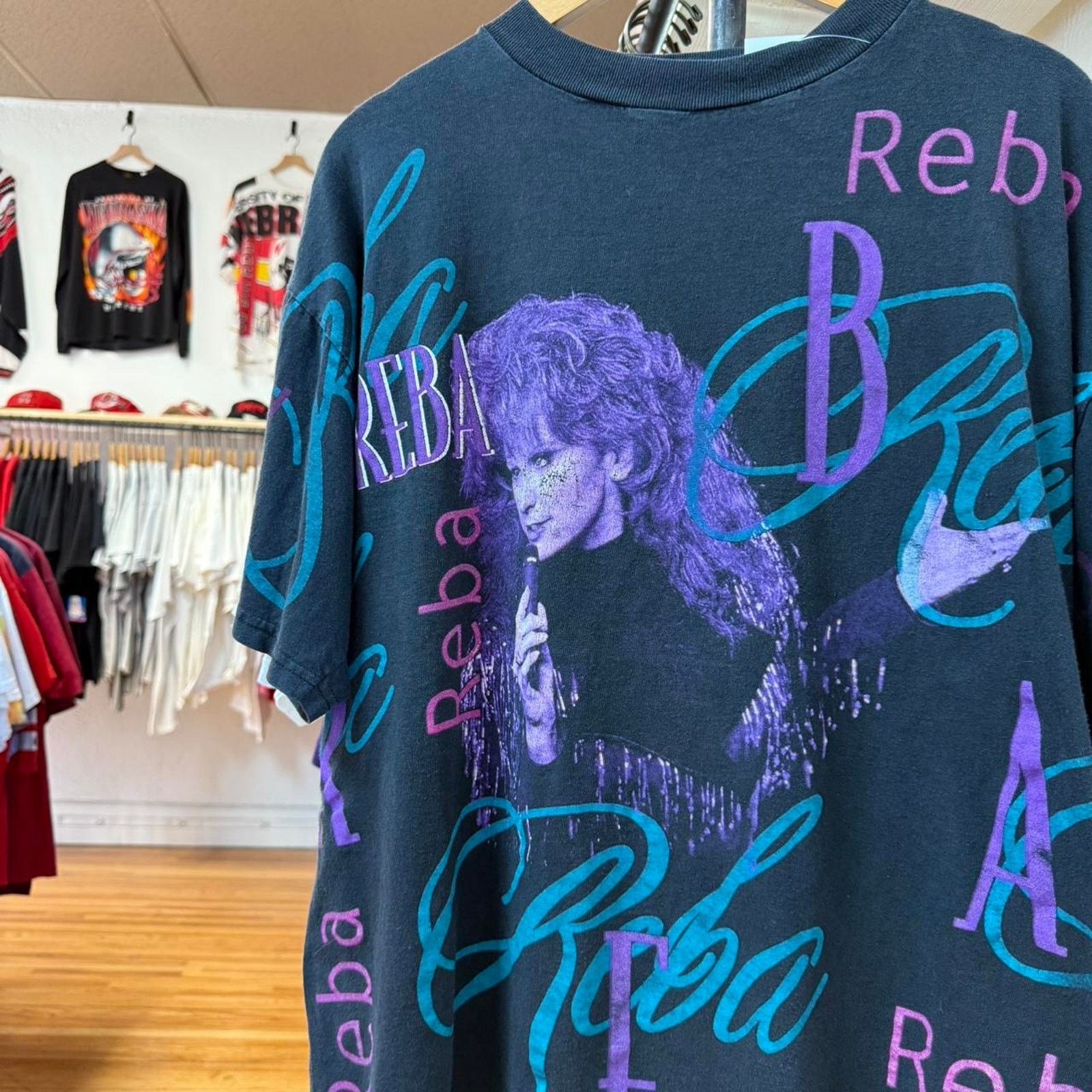 Band Tees × Vintage Vintage 90s Reba All Over Print Band Concert Country T-Shirt Size US XL / EU 56 / 4 - 1 Thumbnail