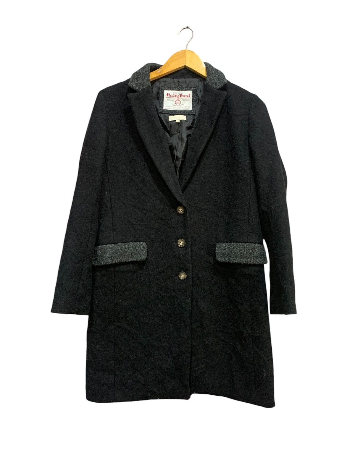Harris Tweed × Japanese Brand Harris Twees Wool Parka Jacket Women Black Size S / US 4 / IT 40 - 1 Thumbnail