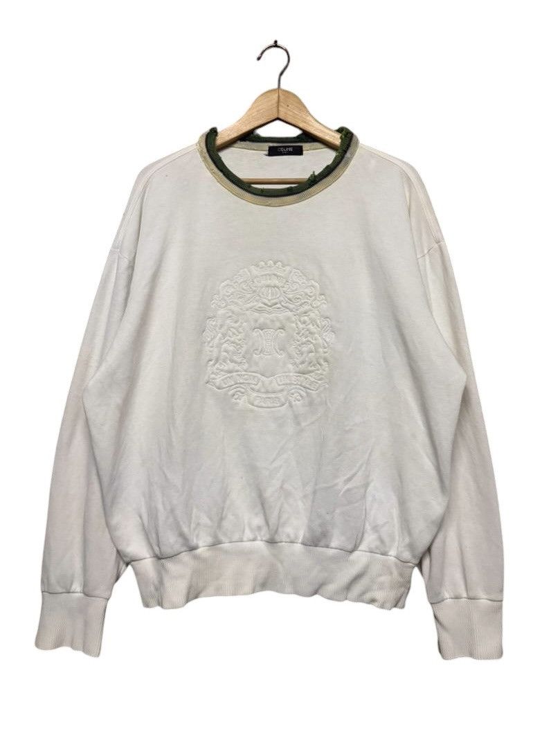 Celine Vtg🔥Celine Paris Ripped Pullover Sweatshirt Embossed Logo Size US L / EU 52-54 / 3 - 1 Thumbnail