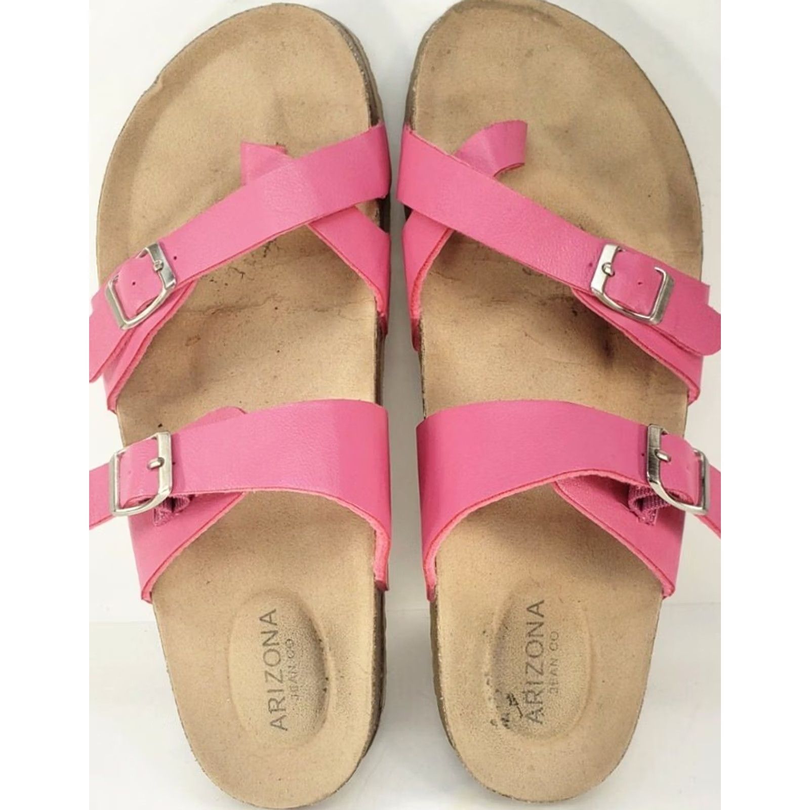 Vintage Arizona Jeans Co. Womens 9M Pink Fairhaven Slip On Footbed Sandals Cork Shoes Size 30" / US 8 / IT 44 - 6 Thumbnail