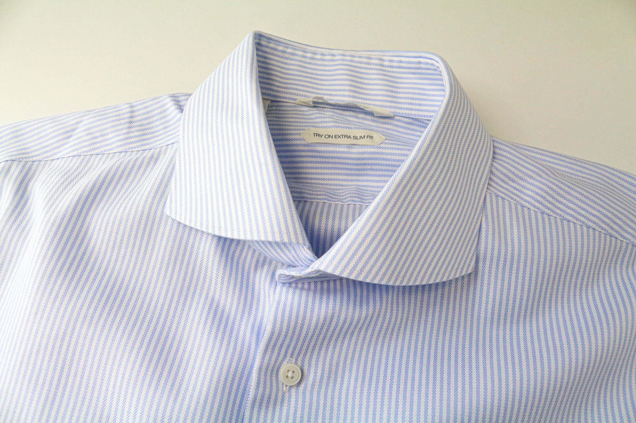 Suitsupply 42/16 1/2 Extra Slim Blue Cotton Stripe Shirt 79251 Size 42R - 3 Thumbnail