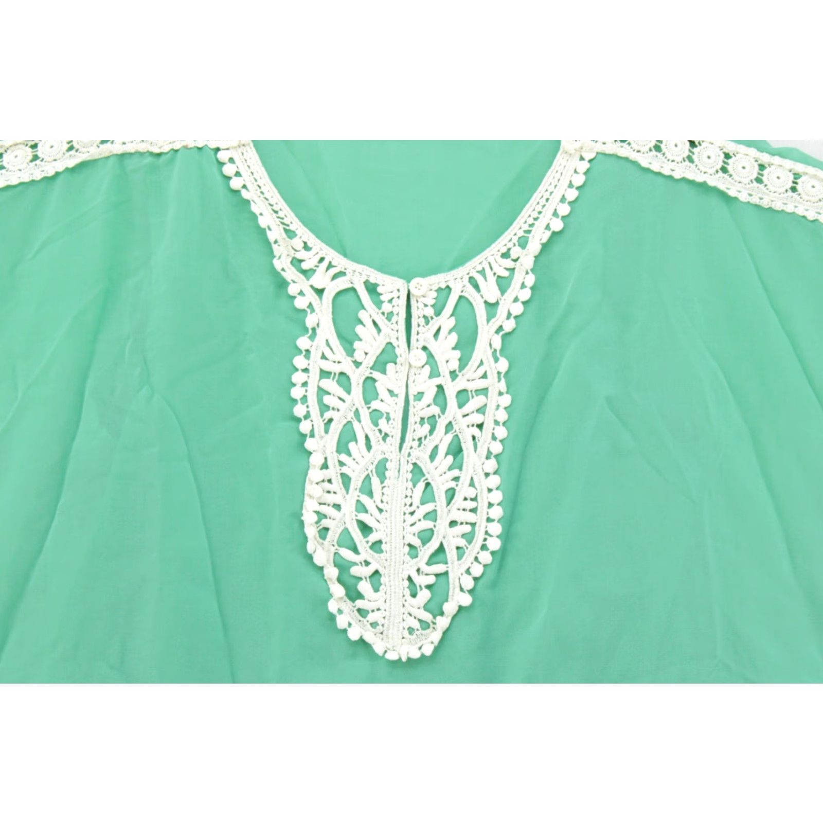 Vintage Chelsea & Violet Floral Embroidered Boho Poncho Top Women's Size M Green Shirt Size M / US 6-8 / IT 42-44 - 5 Thumbnail