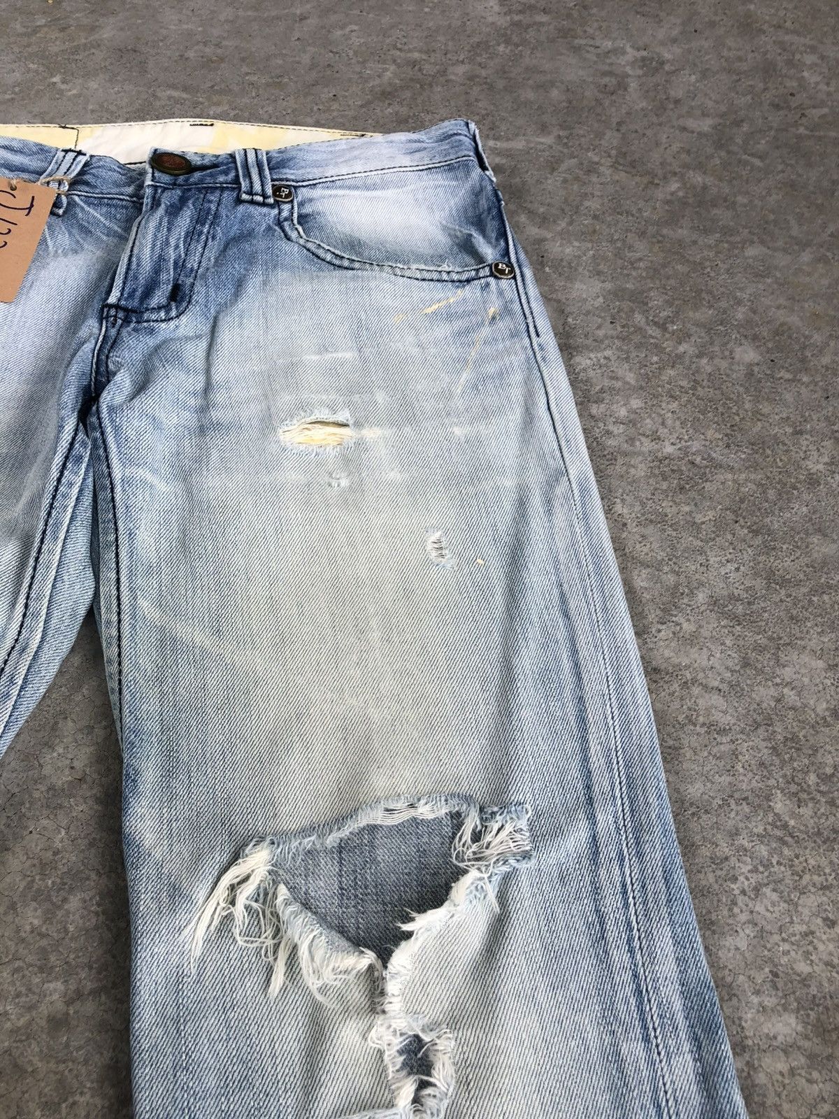 Who Decides War Japanese Edwin Blue Trip Flared Jeans Mud Wash Distressed Size US 32 / EU 48 - 14 Thumbnail