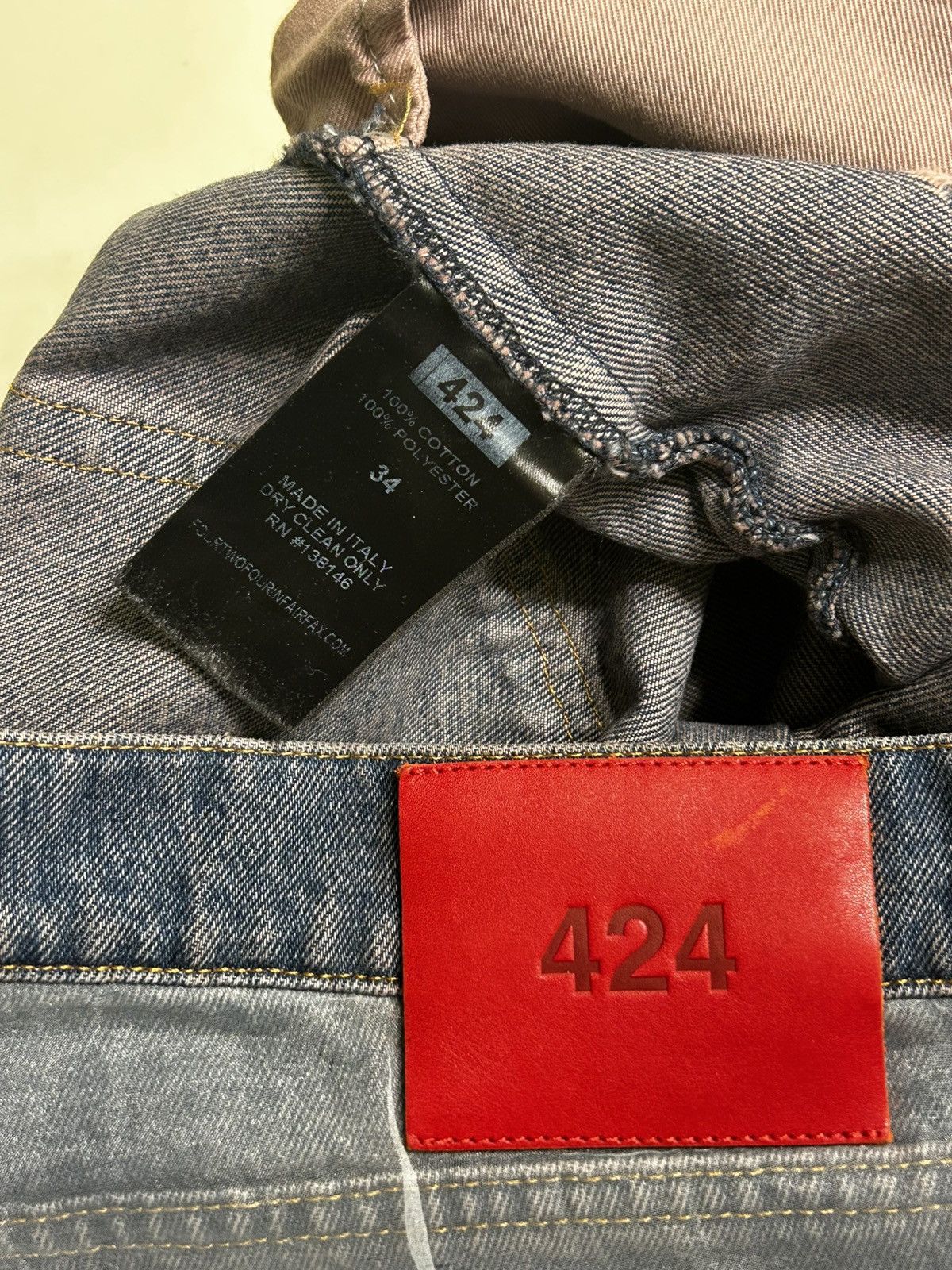 424 424 DOUBLE LAYER SKINNY BLEACHED DENIM Size US 34 / EU 50 - 7 Thumbnail