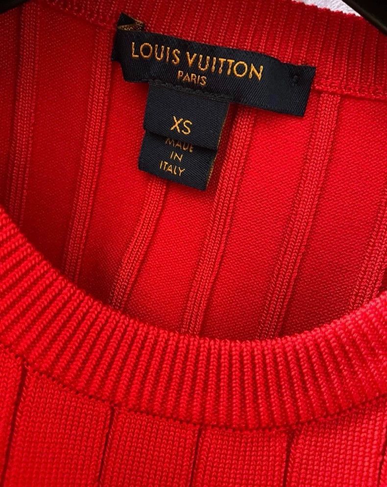 Louis Vuitton Red Long Sleeve Sweater Dress-2506 Size XS / US 0-2 / IT 36-38 - 3 Thumbnail