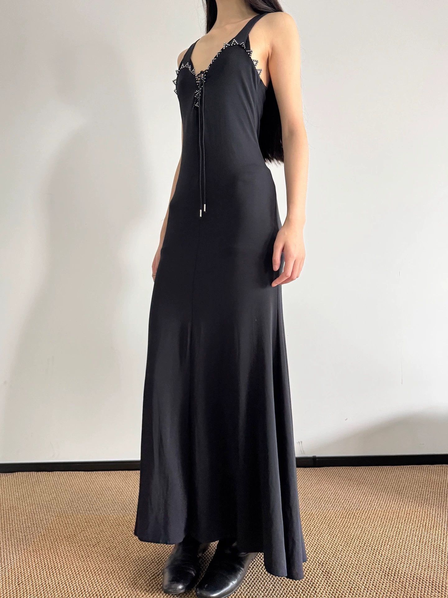 Other Vtg Italian Elastic Beaded Slim Tank Dress Size 42 Size M / US 6-8 / IT 42-44 - 5 Thumbnail