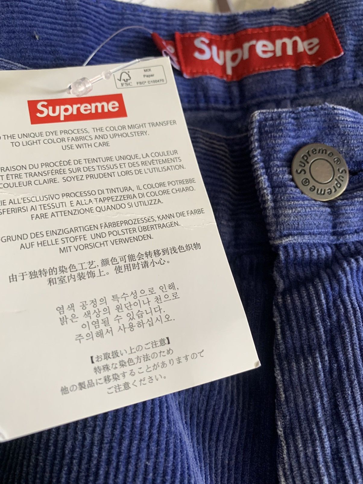 Supreme Supreme Washed Corduroy Double Knee Painter Short 34 Blue Size US 34 / EU 50 - 3 Thumbnail