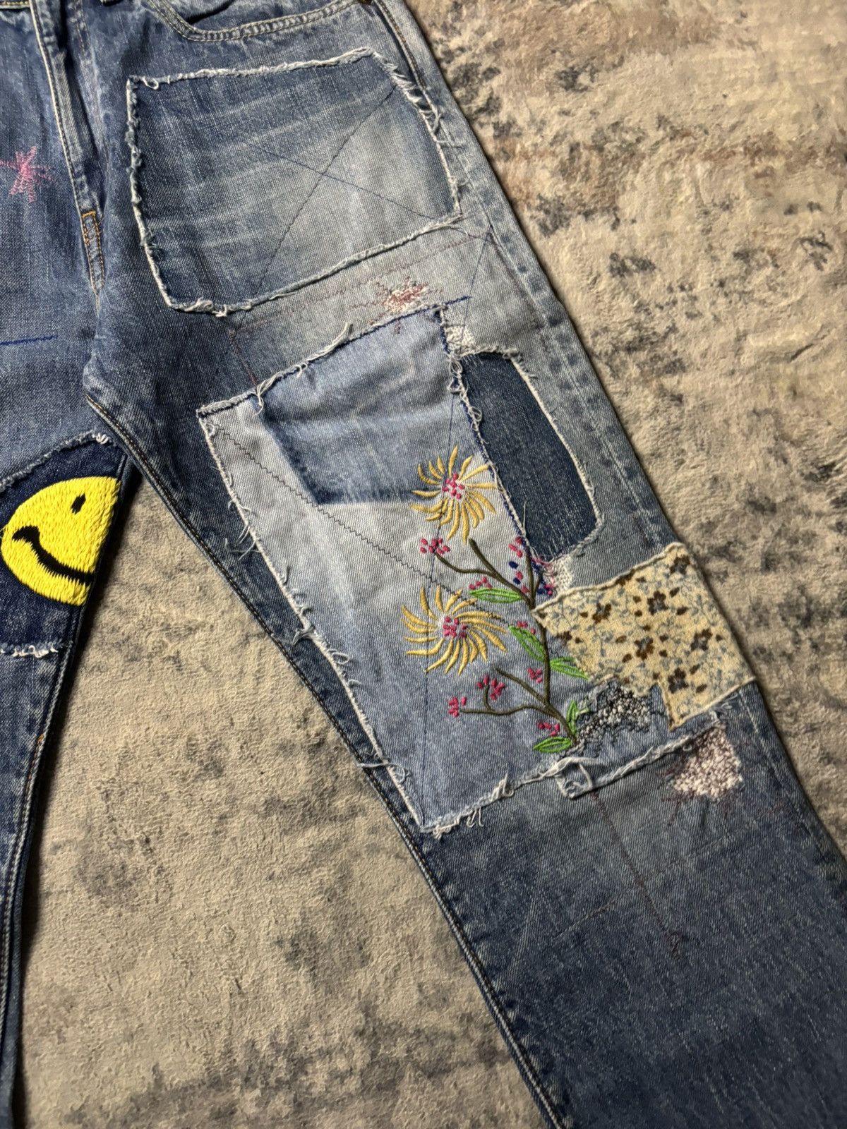 Kapital Kapital Kountry Gypsy Okabilly Patchwork Smiley Denim Size US 34 / EU 50 - 5 Thumbnail