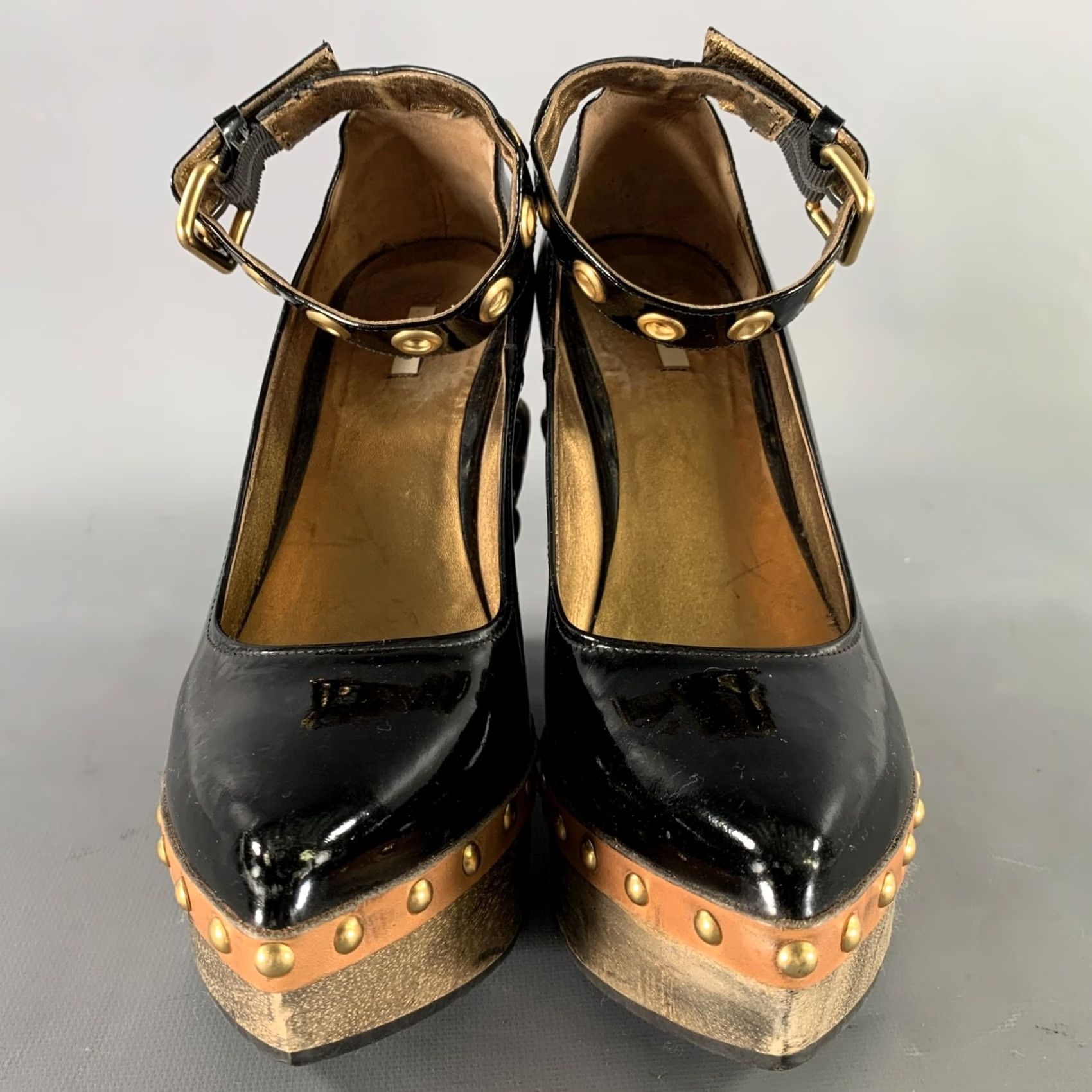Miu Miu MIU MIU Fall 06 Size 8 Black Gold Patent Leather Platform Pumps Women Adult 8 Black Gold Platform Pumps Size US 8 / IT 38 - 4 Thumbnail