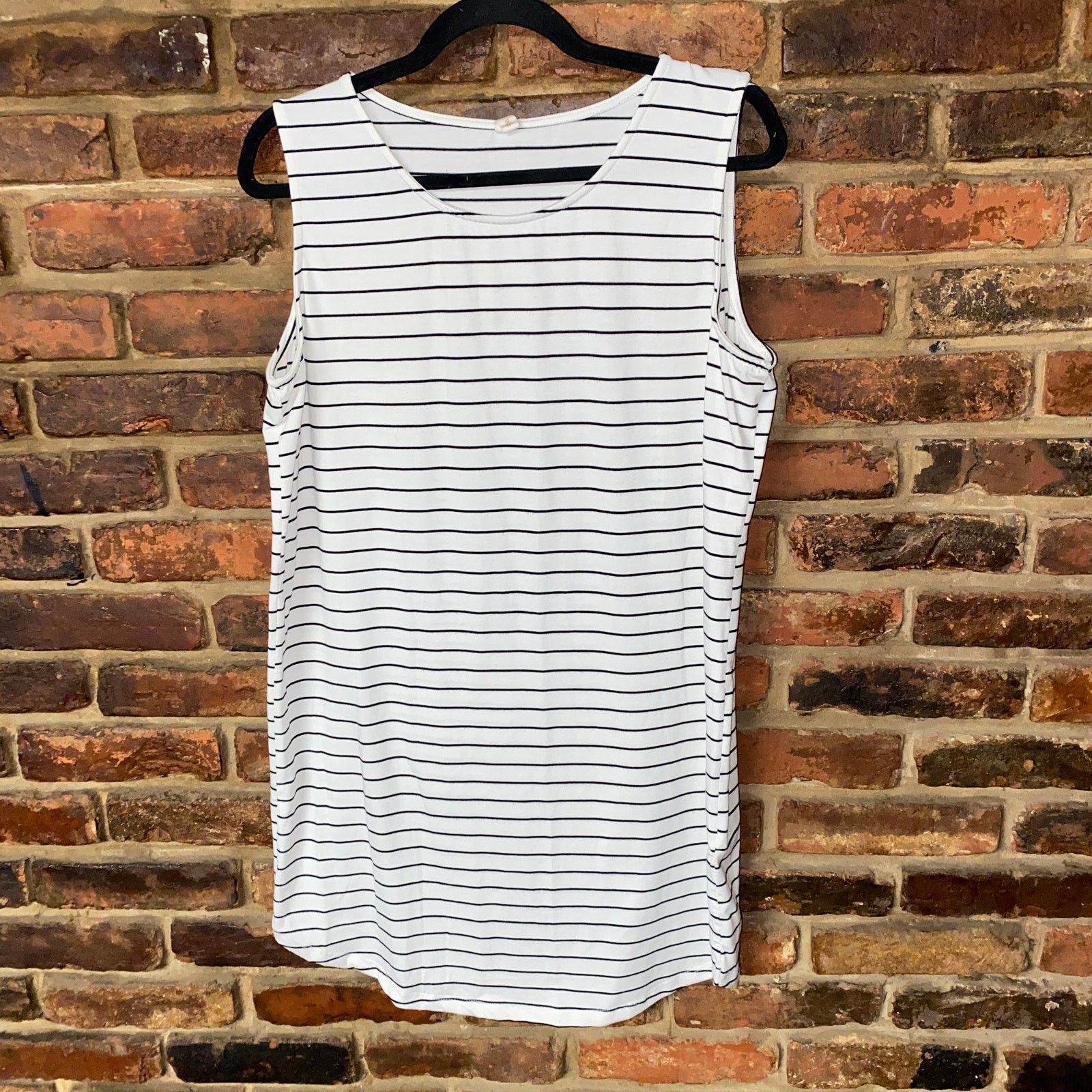 Other Wishlist White Black Stripe Sleeveless Mini Tank Dress Large Size L / US 10 / IT 46 - 1 Thumbnail