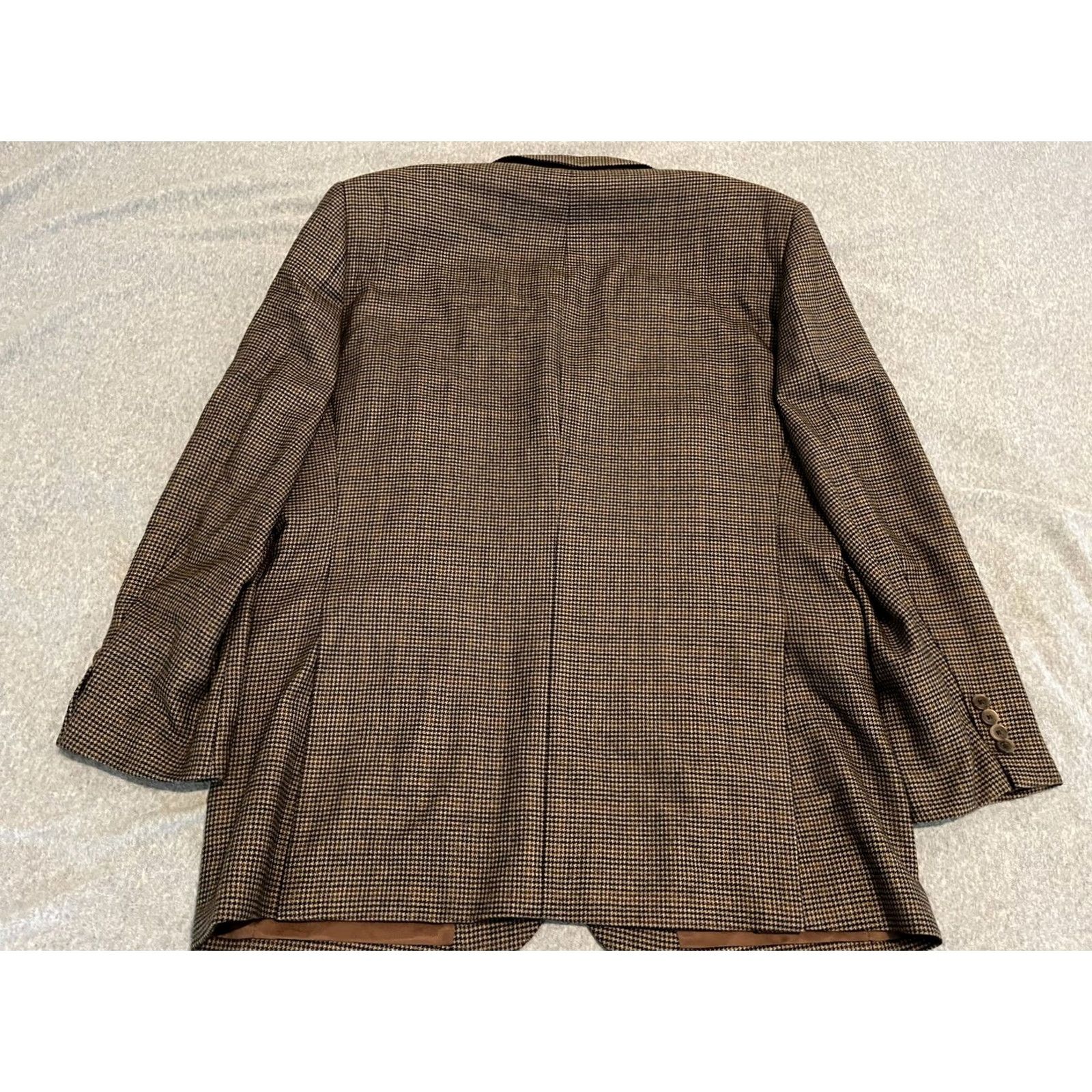 Loro Piana Nordstrom Signature Loro Piana 100% Cashmere Brown Jacket Blazer Sport Coat 44L Mens Blazer Brown Cashmere Houndstooth Long 44 Mens Size 44R - 7 Thumbnail
