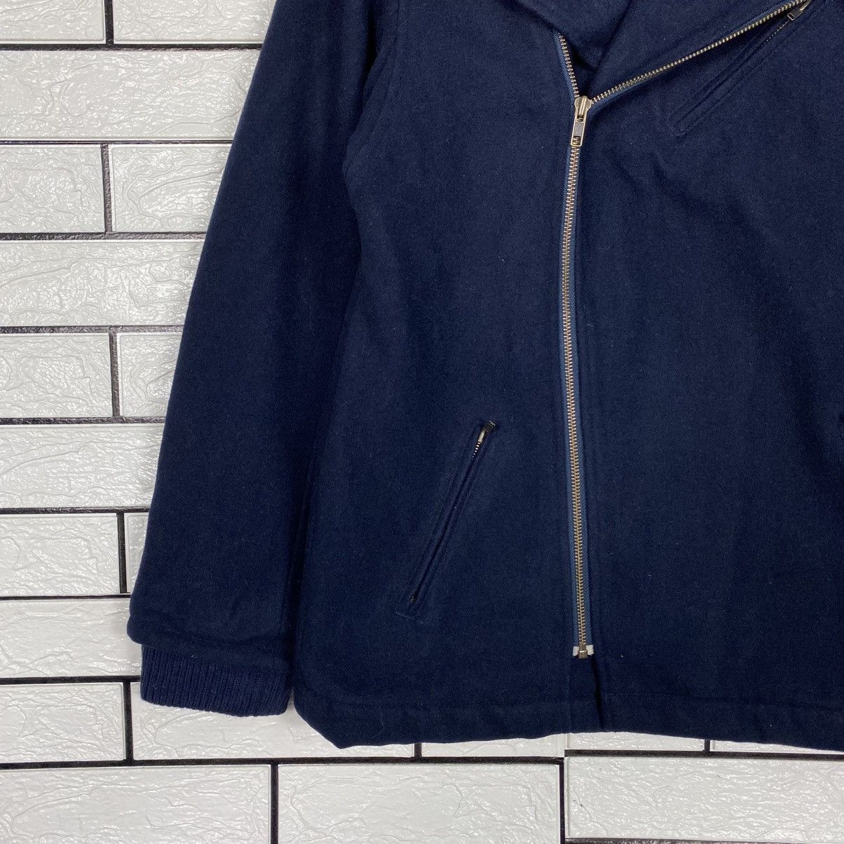 Japanese Brand Ehyphen World Gallery Wool Biker Jacket Double Collar Size US M / EU 48-50 / 2 - 5 Thumbnail