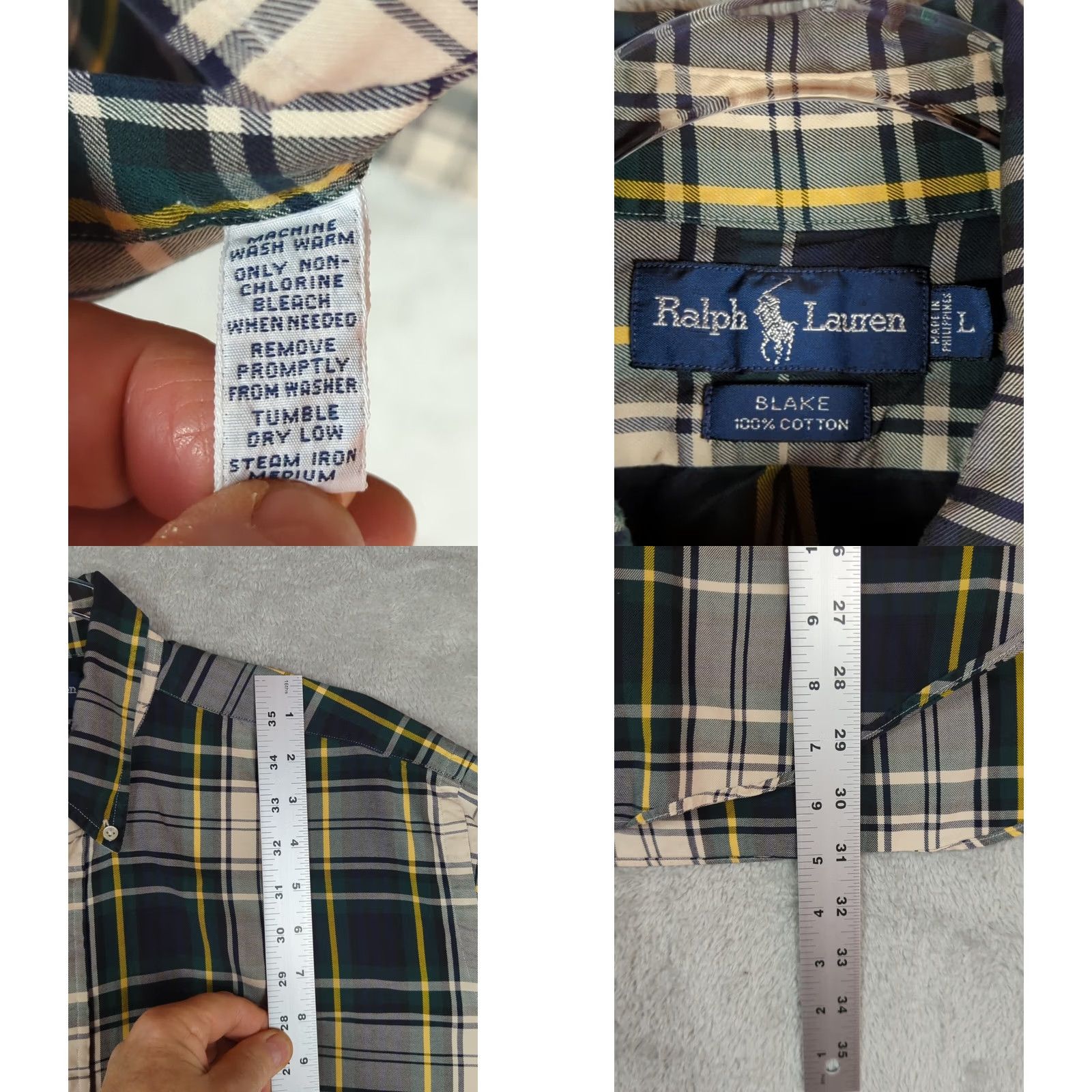 Ralph Lauren Ralph Lauren Blake Shirt Mens Large Green Plaid Long Sleeve Button-Down Collar Pony Logo Blue Pattern Vintage: No Size US L / EU 52-54 / 3 - 8 Thumbnail