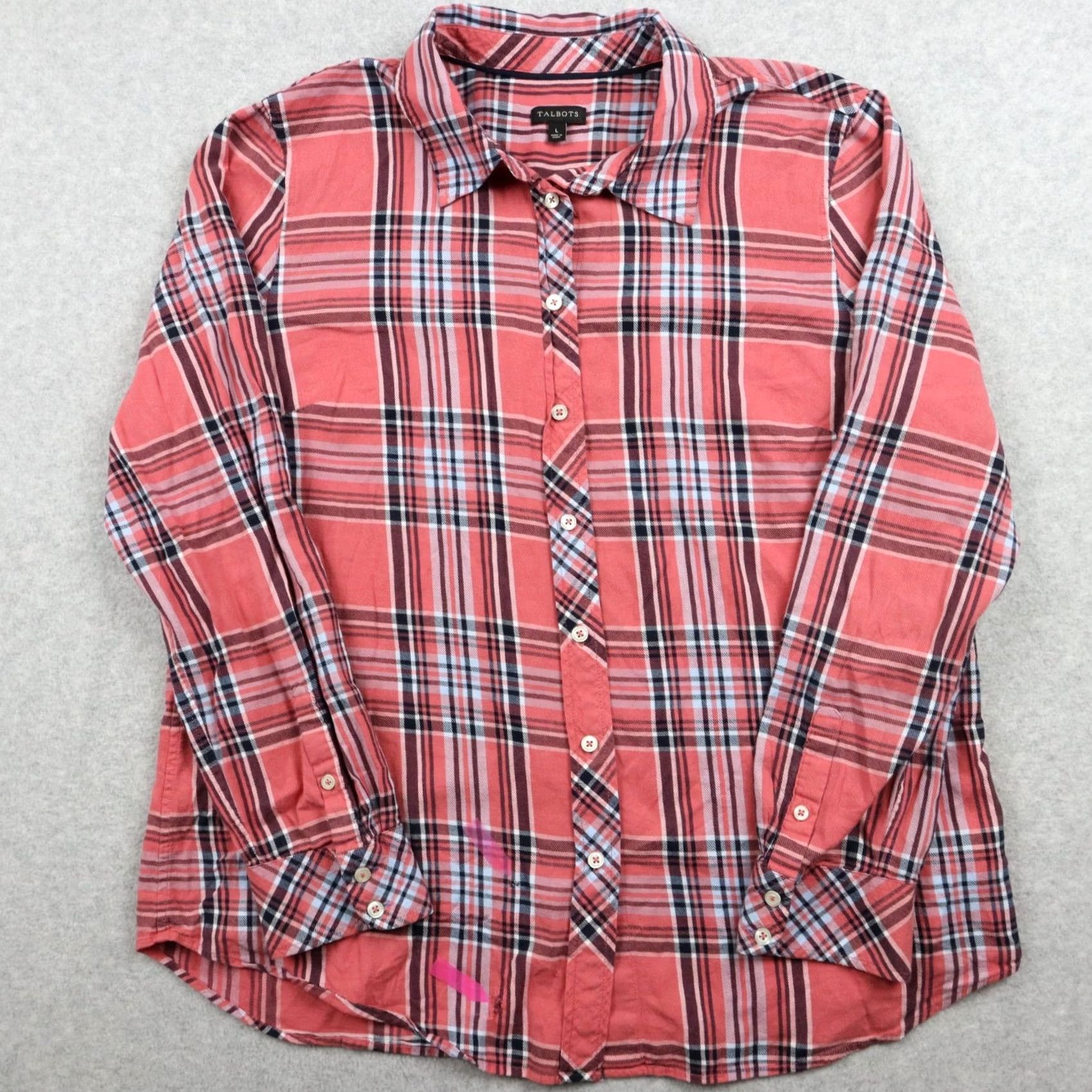Talbots Talbots Shirt Womens Large Casual Button Up Pink Plaid Long Sleeve Size L / US 10 / IT 46 - 2 Thumbnail
