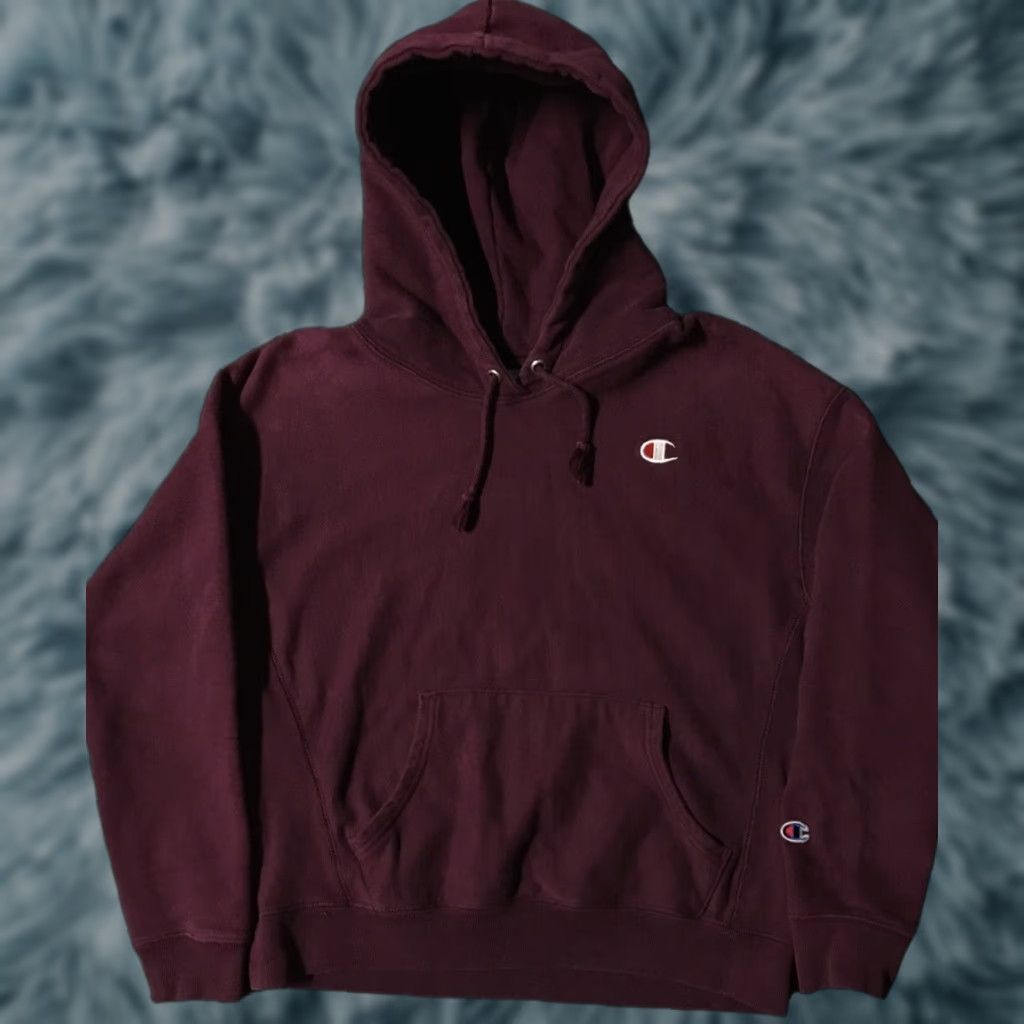 Champion VINTAGE Champion Reverse Weave Hoodie Maroon Women L 90s Grunge Urban Outfitters Pullover Reversible Track & Field Style Size L / US 10 / IT 46 - 1 Thumbnail
