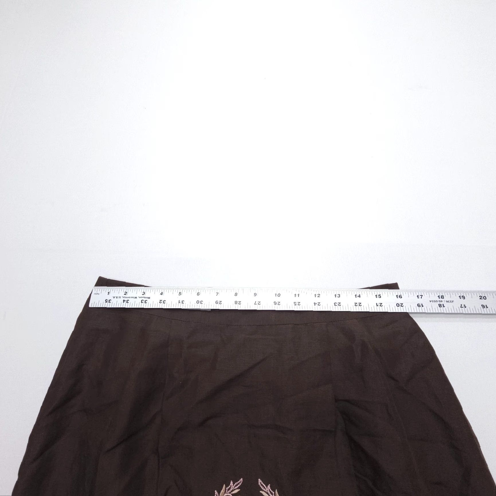 Loft LOFT Ann Taylor Floral Embroidered Linen Blend Skirt - Knee Length A-Line, Brown, Size 10, Regular, Womens, Boho Festival Size 32" / US 10 / IT 46 - 7 Thumbnail