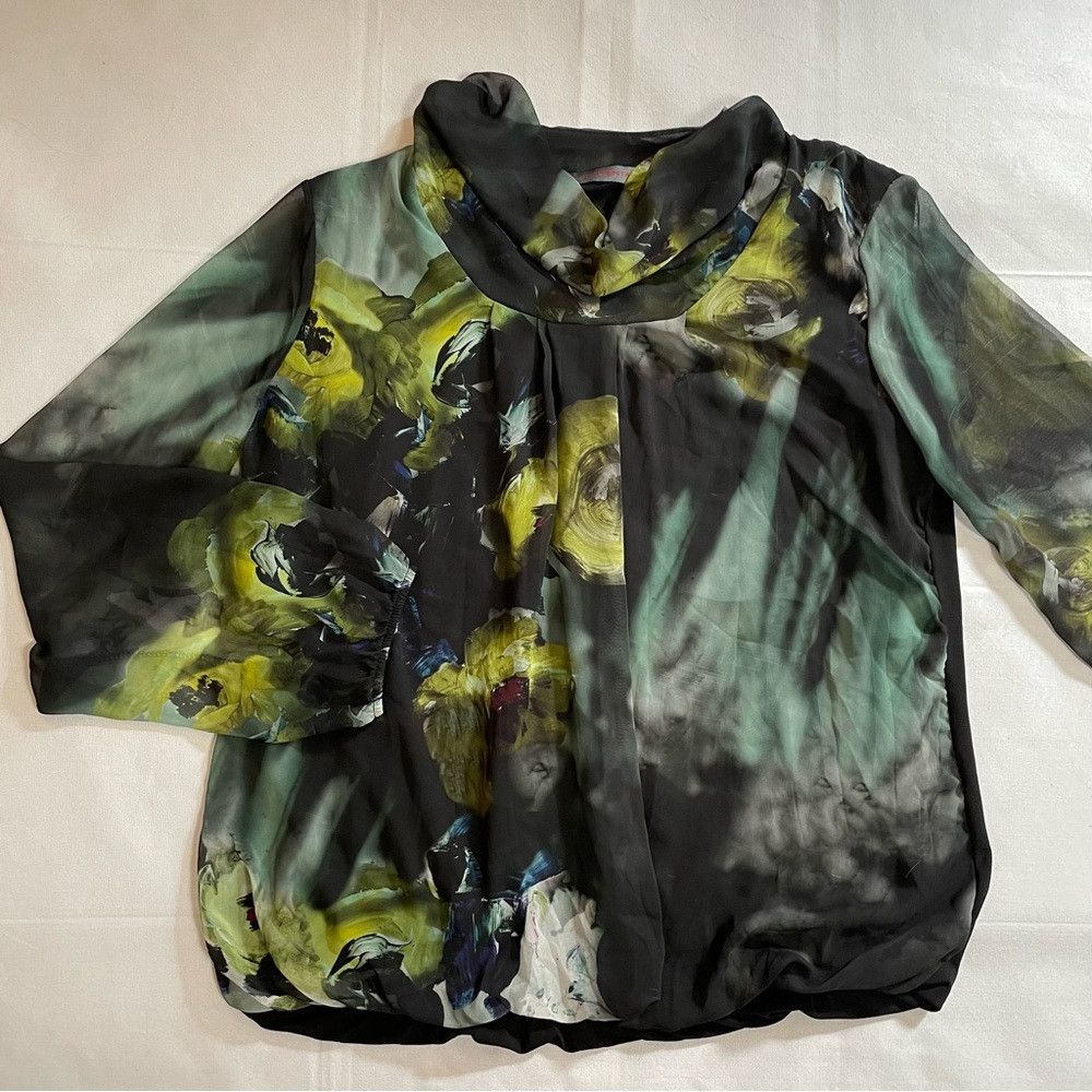 Other Lattementa Watercolor Floral Chiffon Long Sleeve Blouse Mad Size L / US 10 / IT 46 - 5 Thumbnail