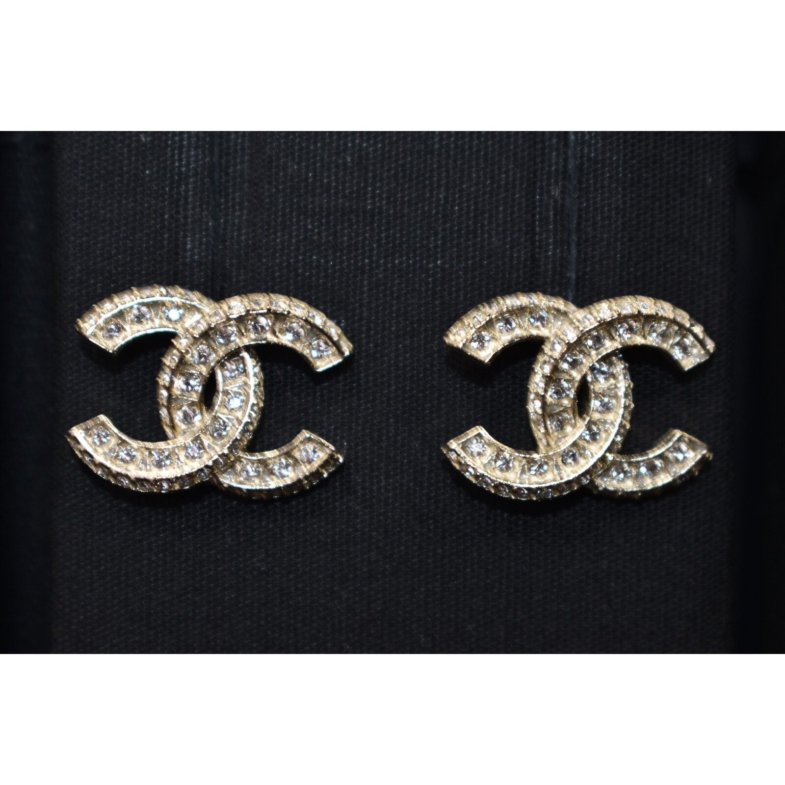 Chanel Chanel Gold Transparent Crystal Statement Stud Drop Earrings Size ONE SIZE - 5 Thumbnail