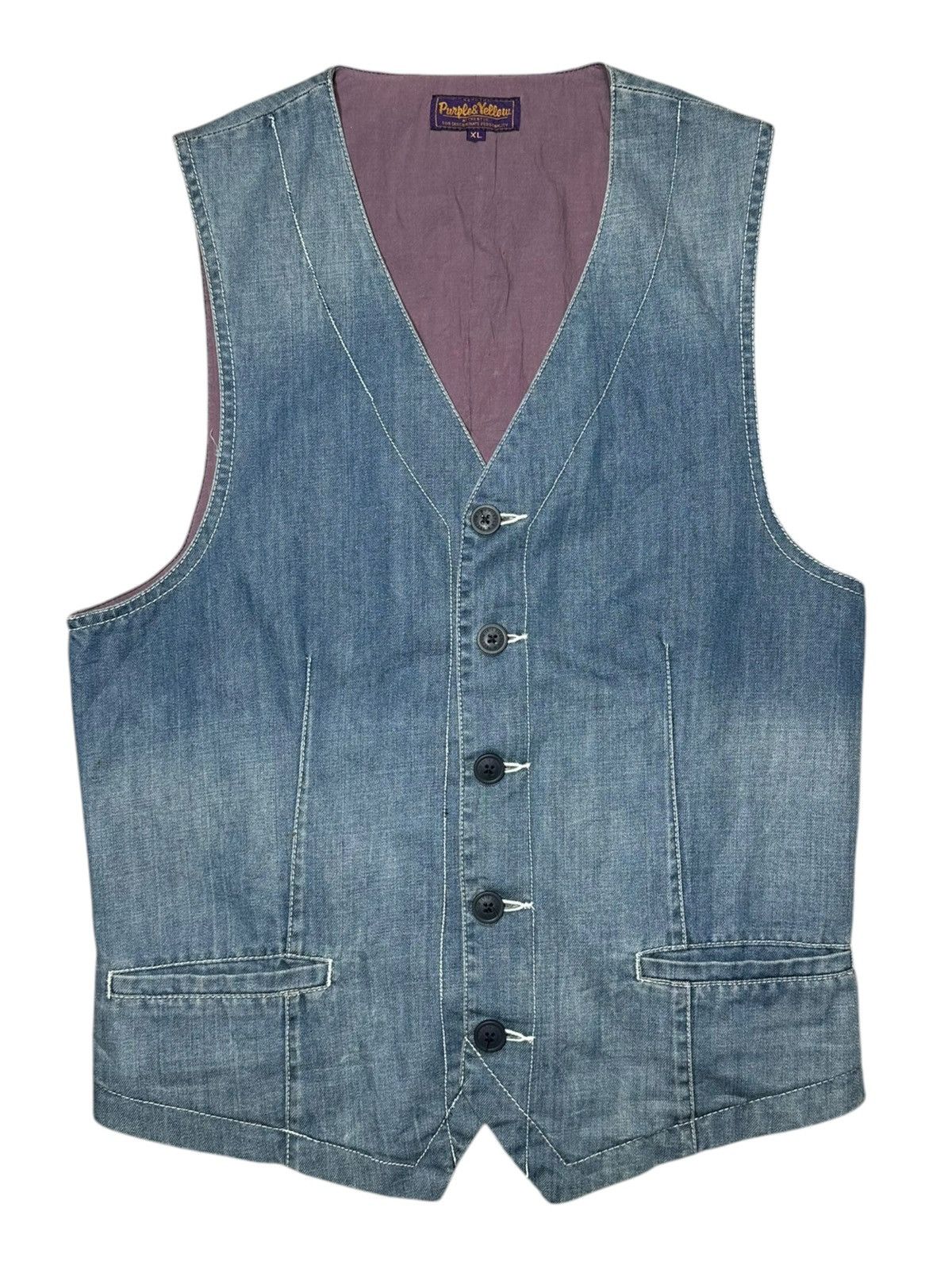 Purple Purple & Yellow denim vest Size US S / EU 44-46 / 1 - 1 Thumbnail