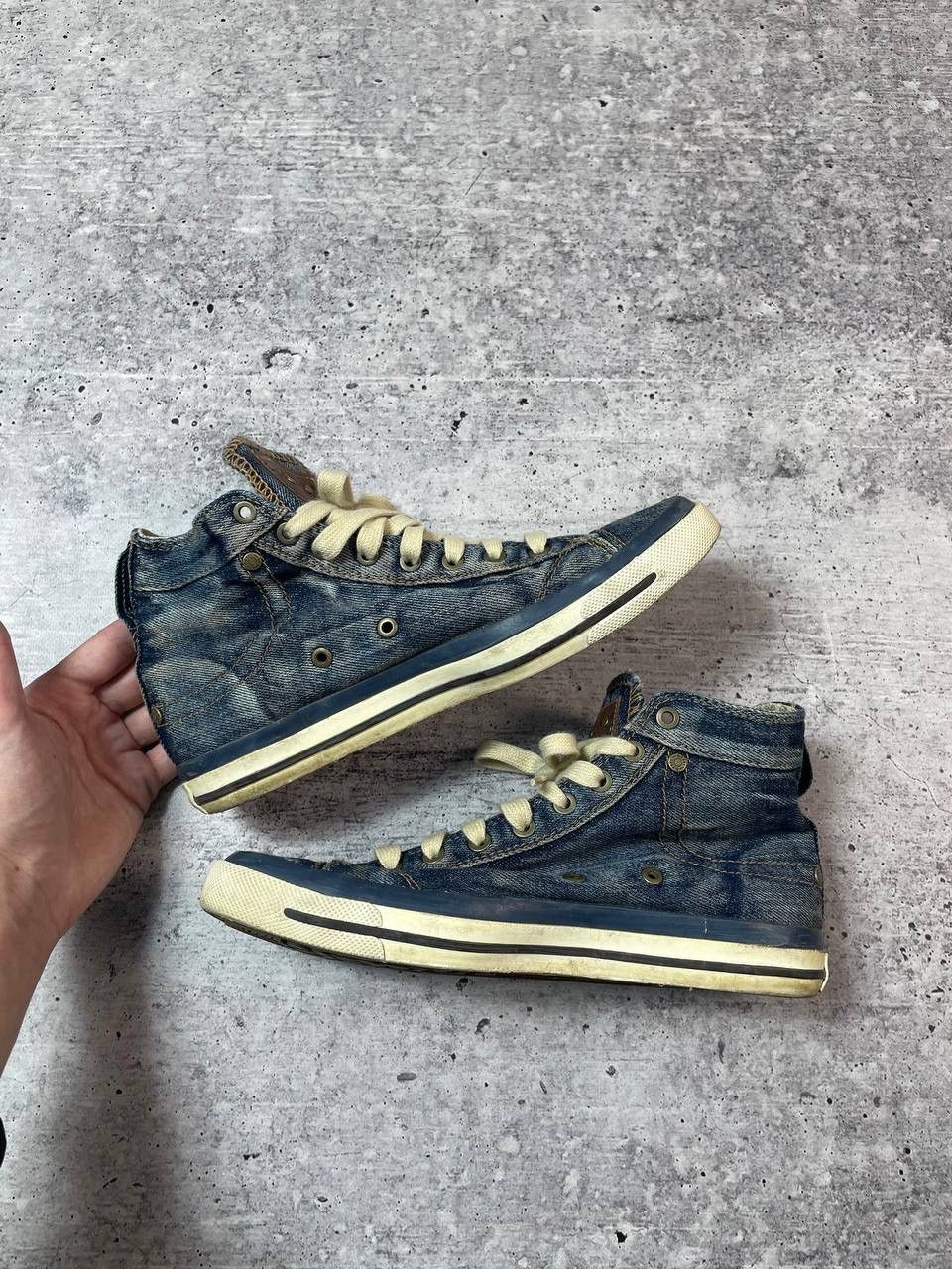 Diesel Vintage 00s Diesel Studded Lace Up Denim Shoes Y2K Size US 7 / EU 40 - 3 Thumbnail