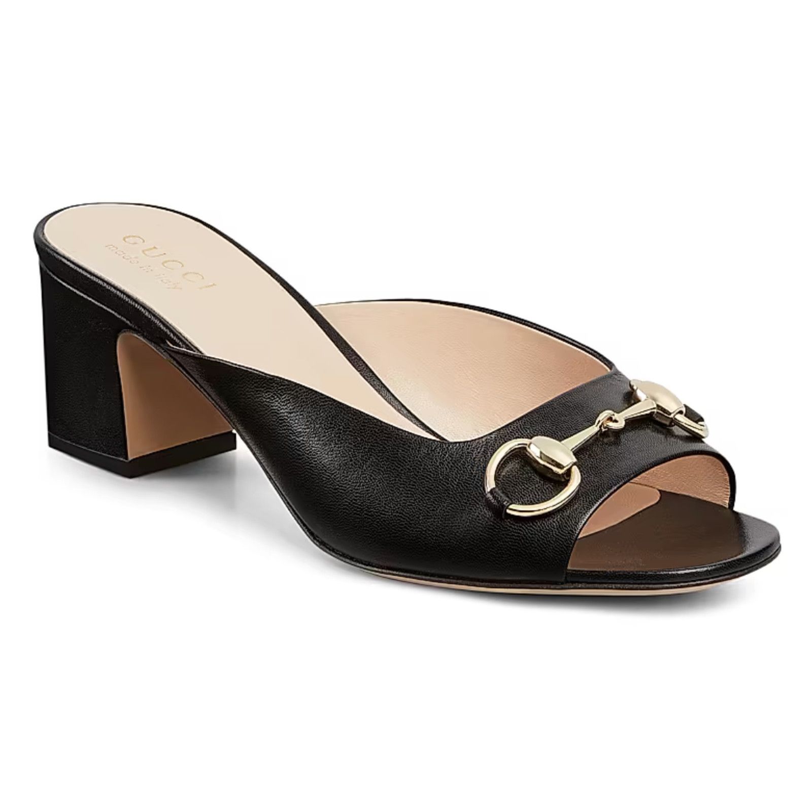 Gucci Gucci Lady Horsebit Black Leather Gold Block Heel Mule 37.5 Size US 7.5 / IT 37.5 - 1 Thumbnail