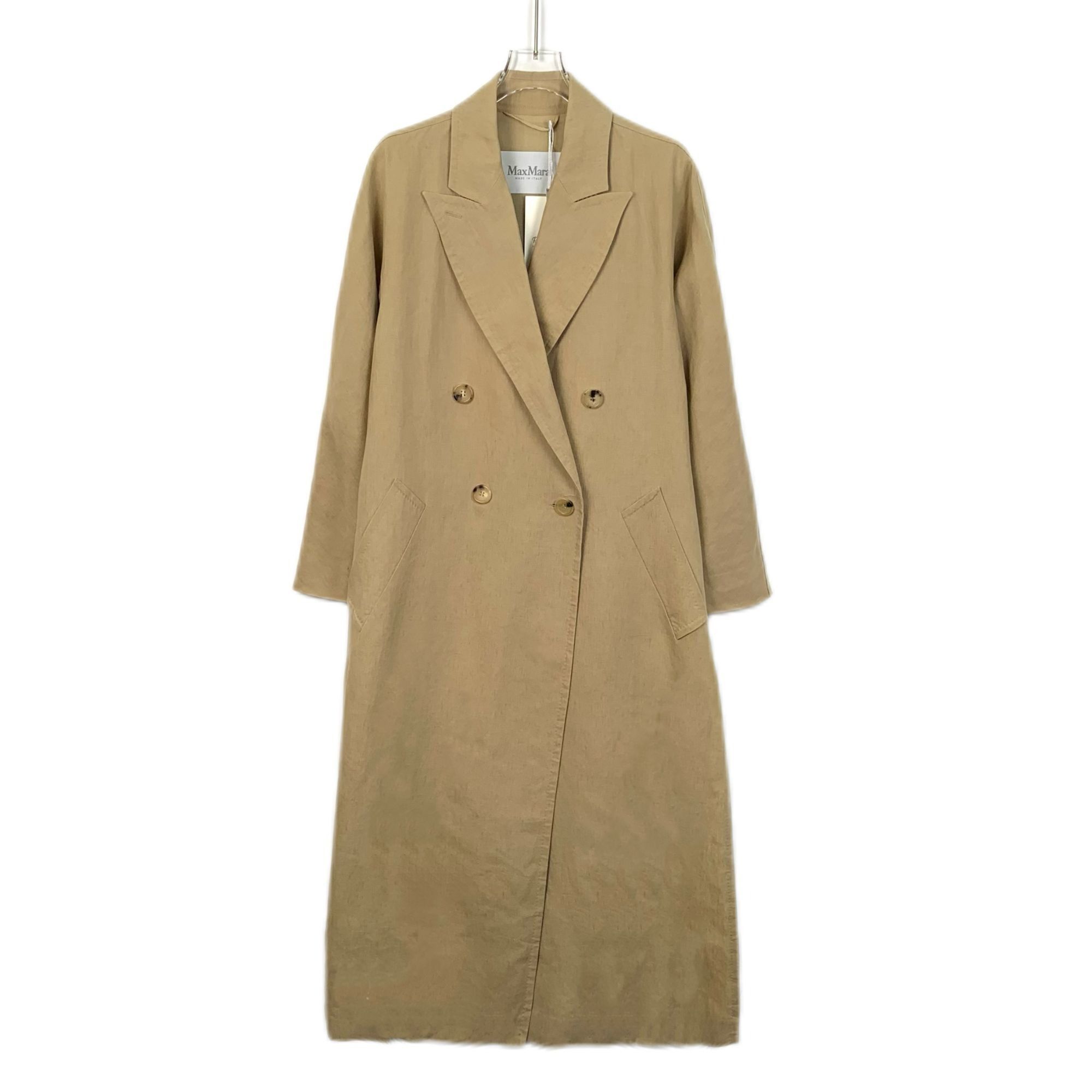 MAX MARA Ronco max mara sfilata coated linen trench リネン Long linen cloth trench coat, beige | 