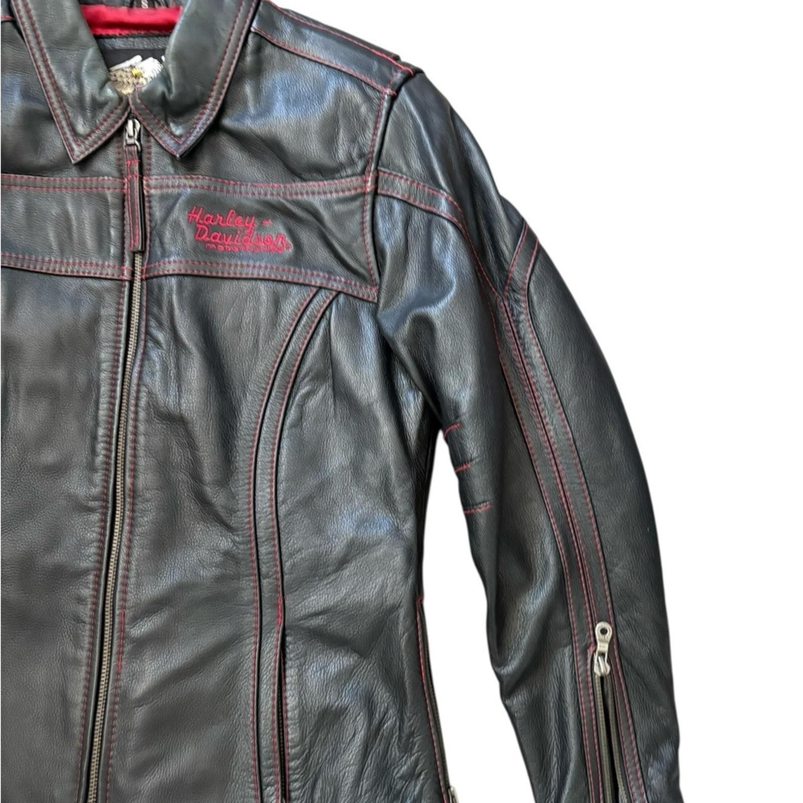 Harley Davidson Harley-Davidson Leather Zipper Motorcycle Logo Jacket Black Size S / US 4 / IT 40 - 2 Thumbnail