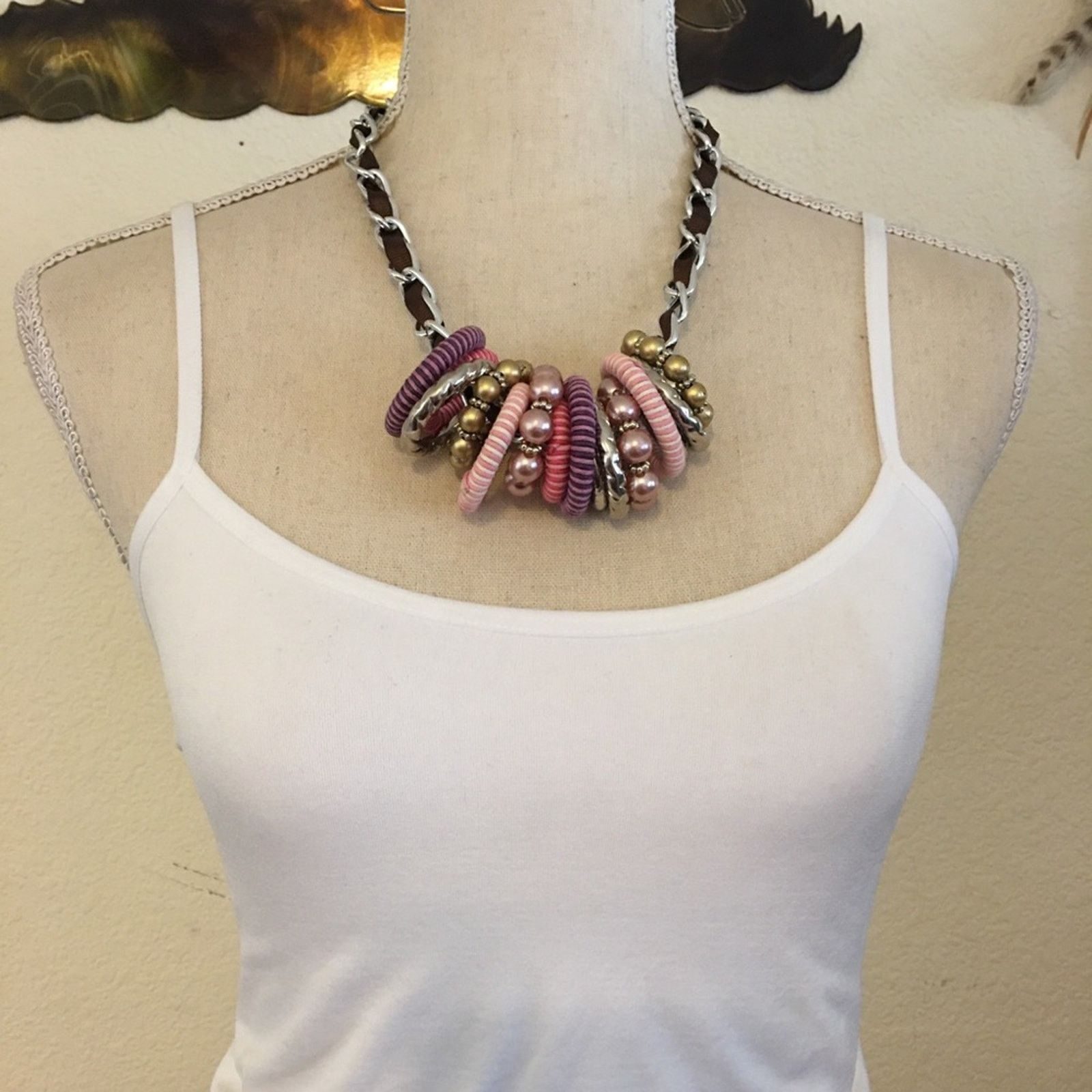 Jewelry Multi color rings silk braided chain necklace Size ONE SIZE - 3 Thumbnail