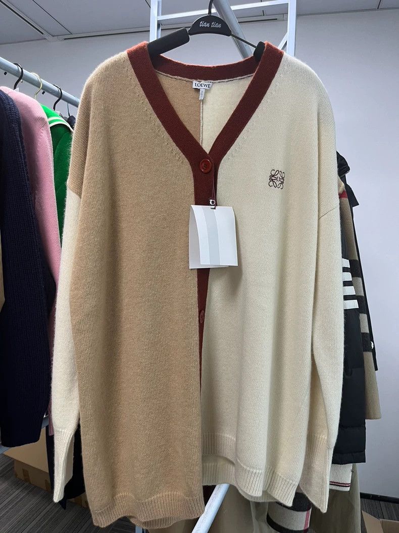 Loewe Asymmetric Wool Knit Cardigan- dmc